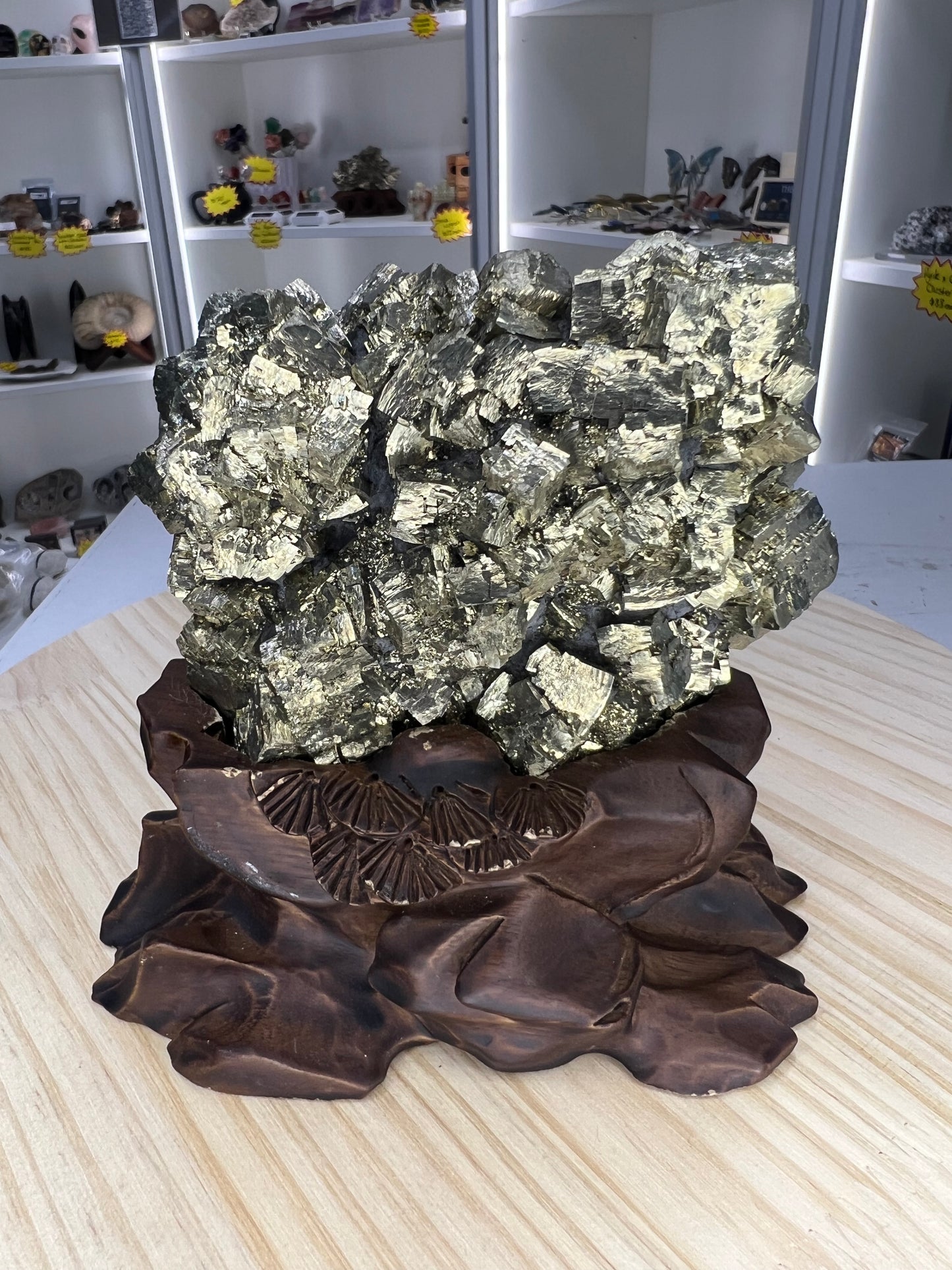 Pyrite Specimen on Custom Stand