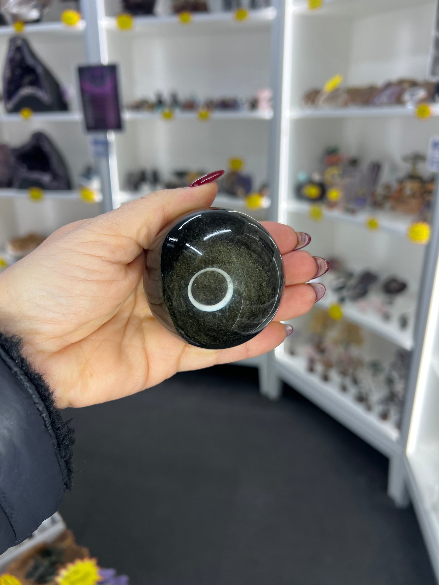 Golden Sheen Obsidian Sphere with Stand