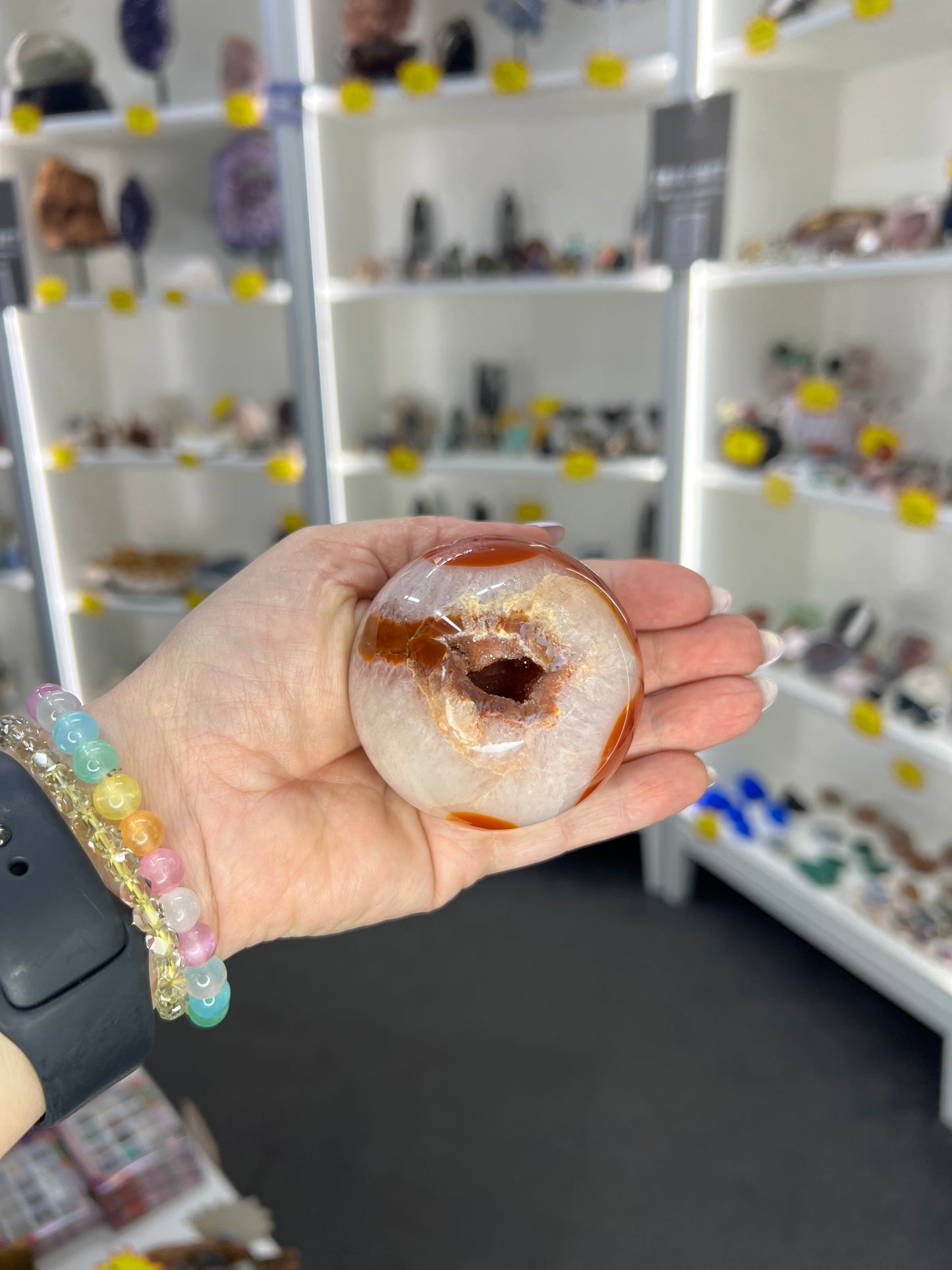 Druzy Carnelian Sphere with Stand