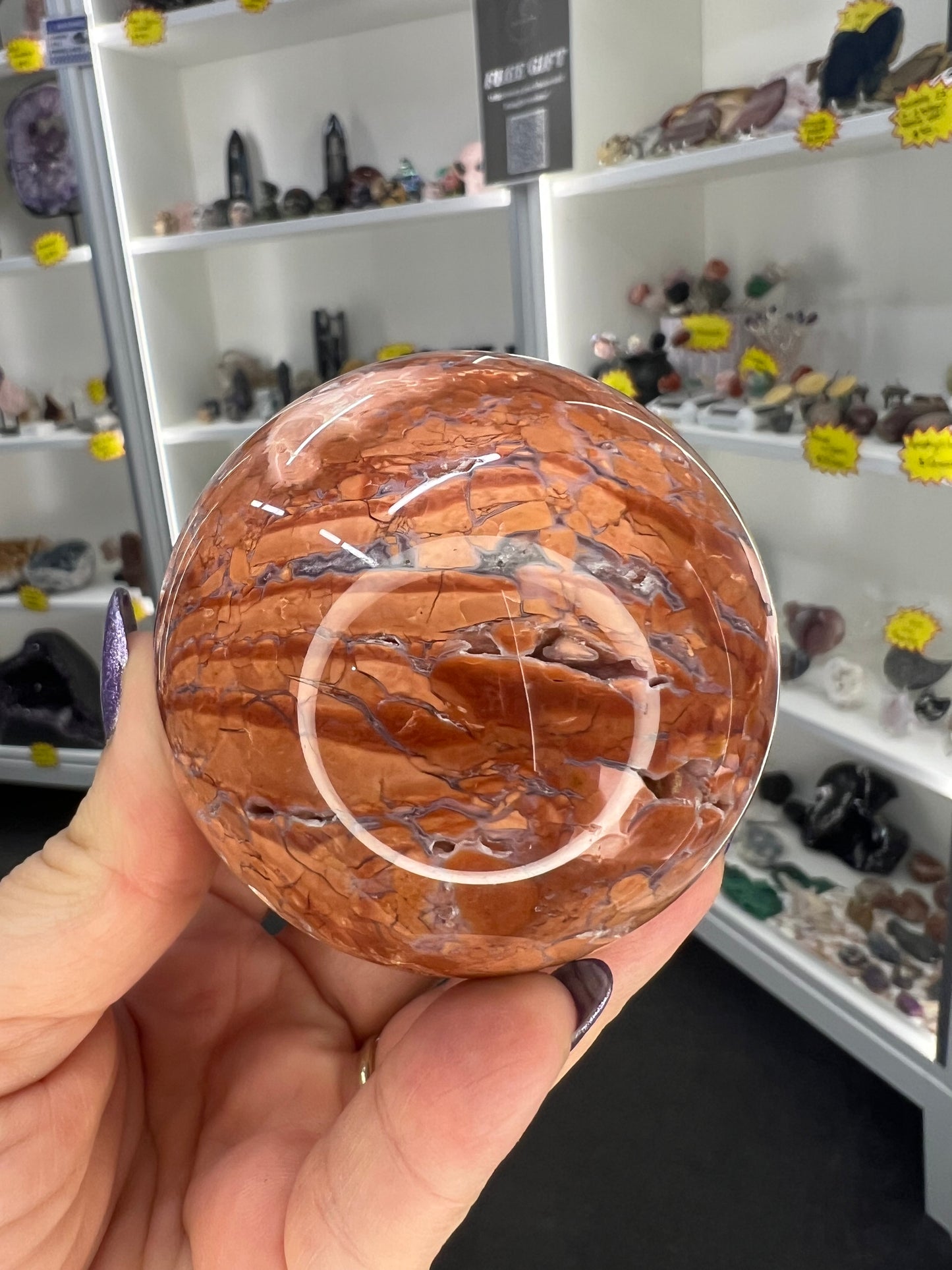 Pink Agate Sphere with Stand