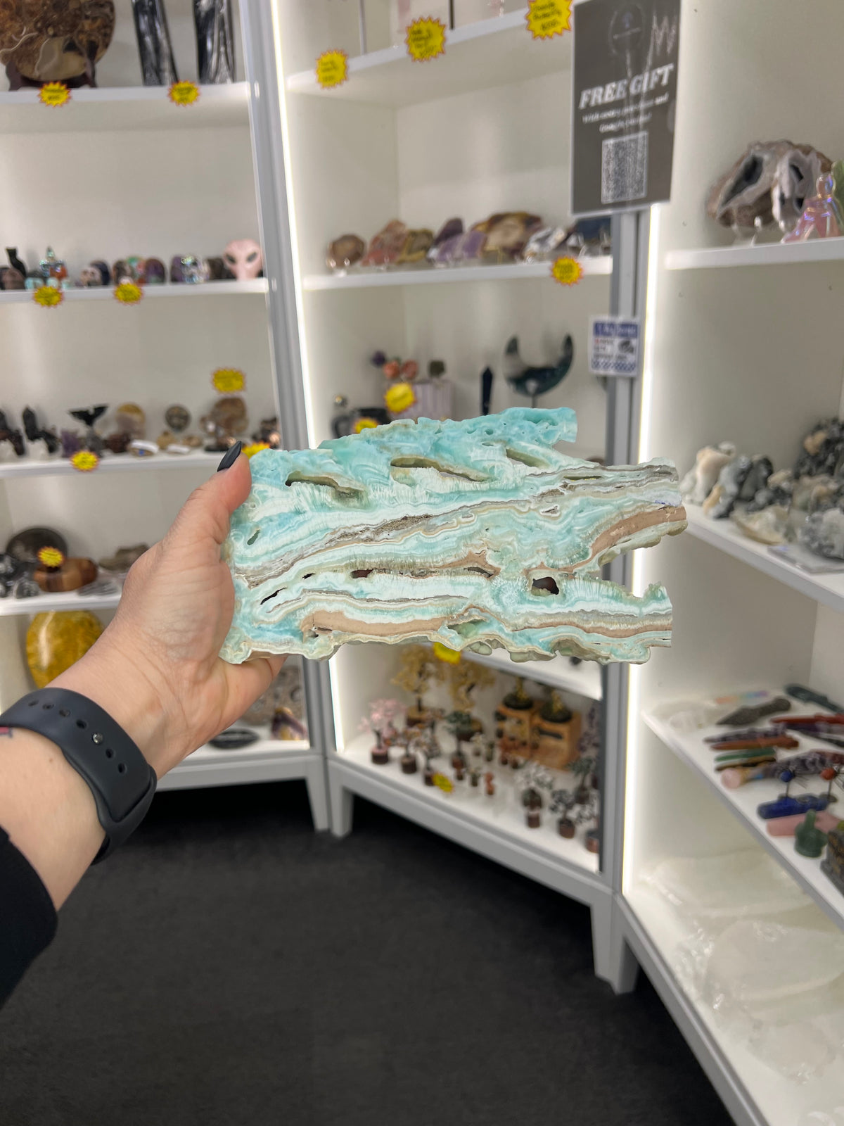 Hemimorphite Slab with Stand