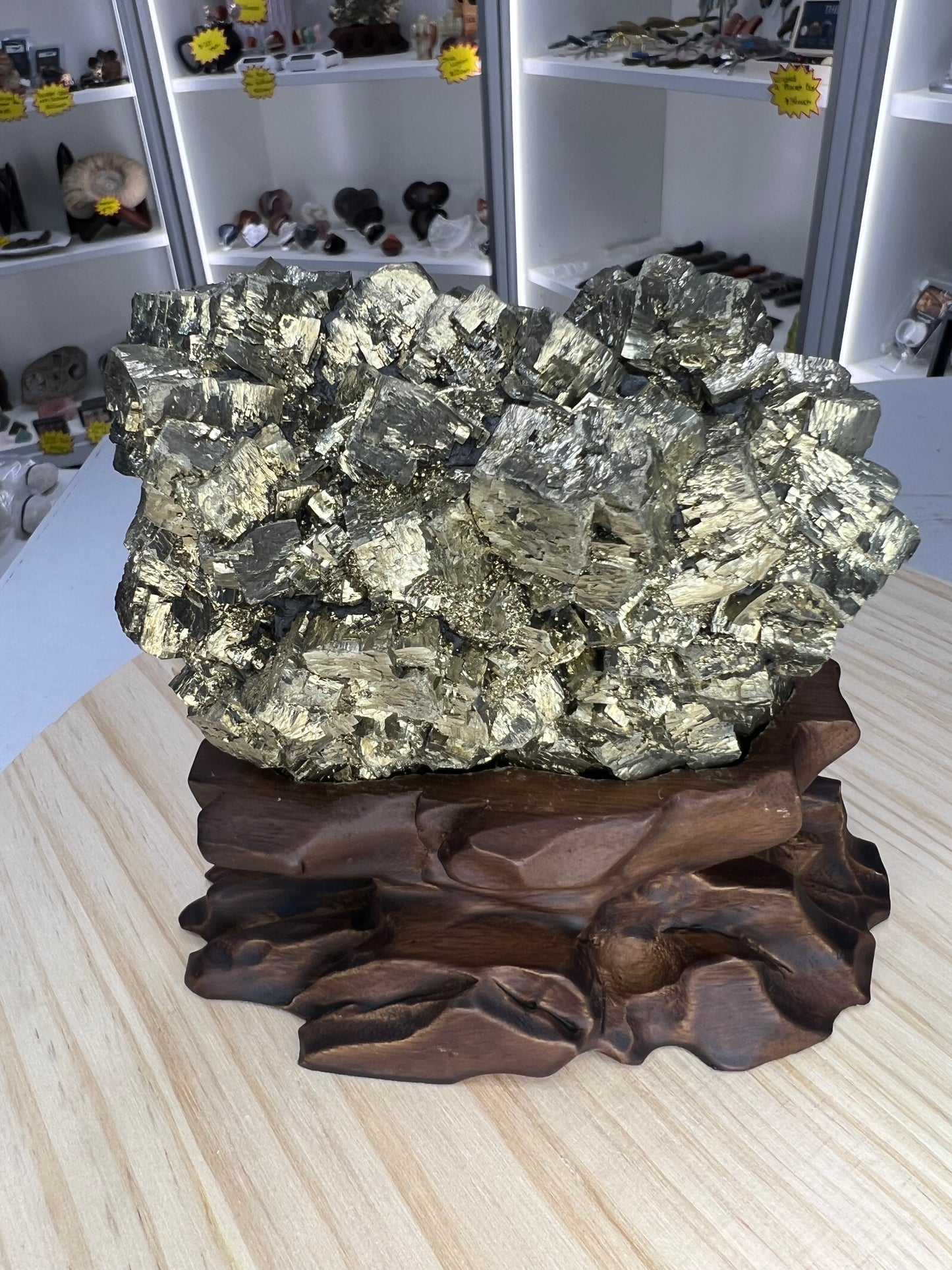 Pyrite Specimen on Custom Stand