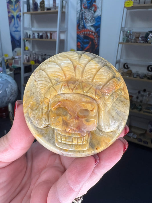 Crazy Lace Agate Indian Carved Sphere on Stand