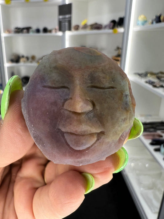 Ocean Jasper Moon Face Sphere on Stand