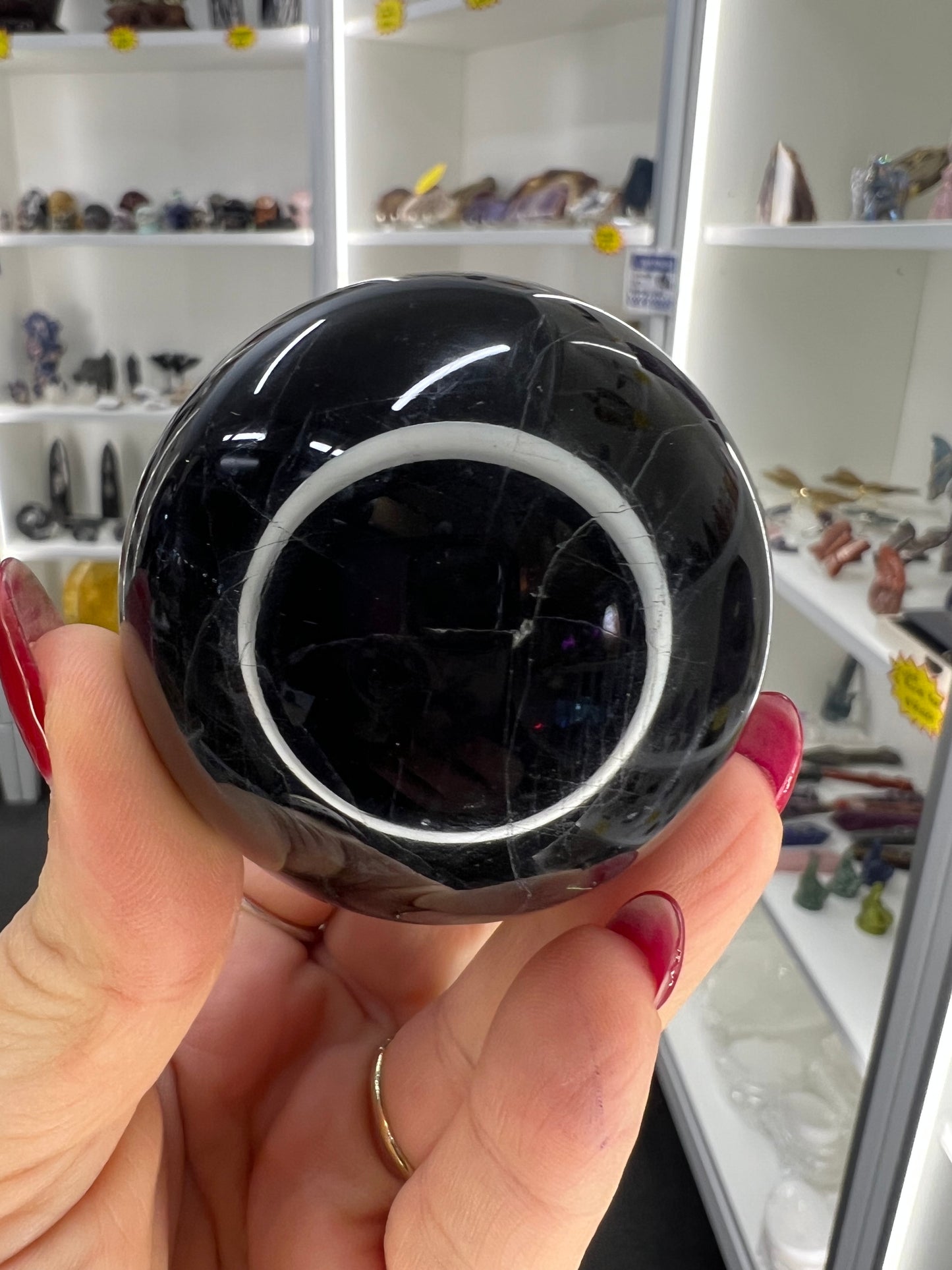 Black Fluorite Sphere on Stand (UV Reactive)