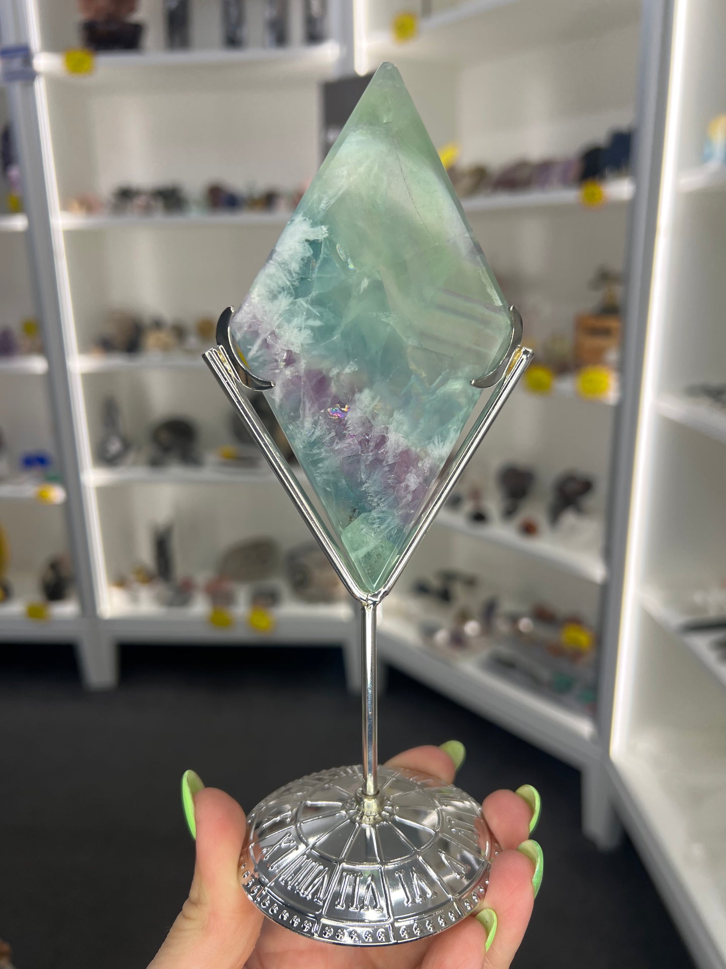 Fluorite Diamond on Stand
