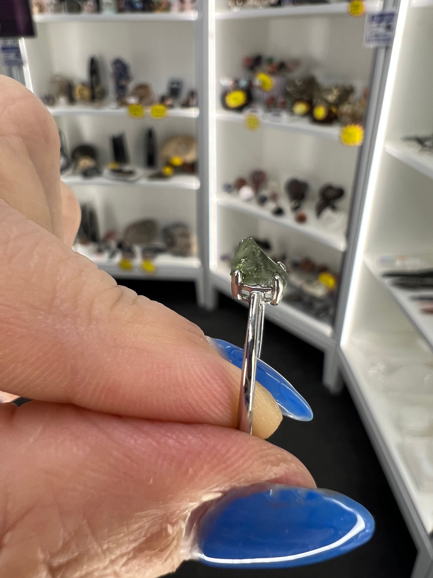 Moldavite Chip Adjustable Ring