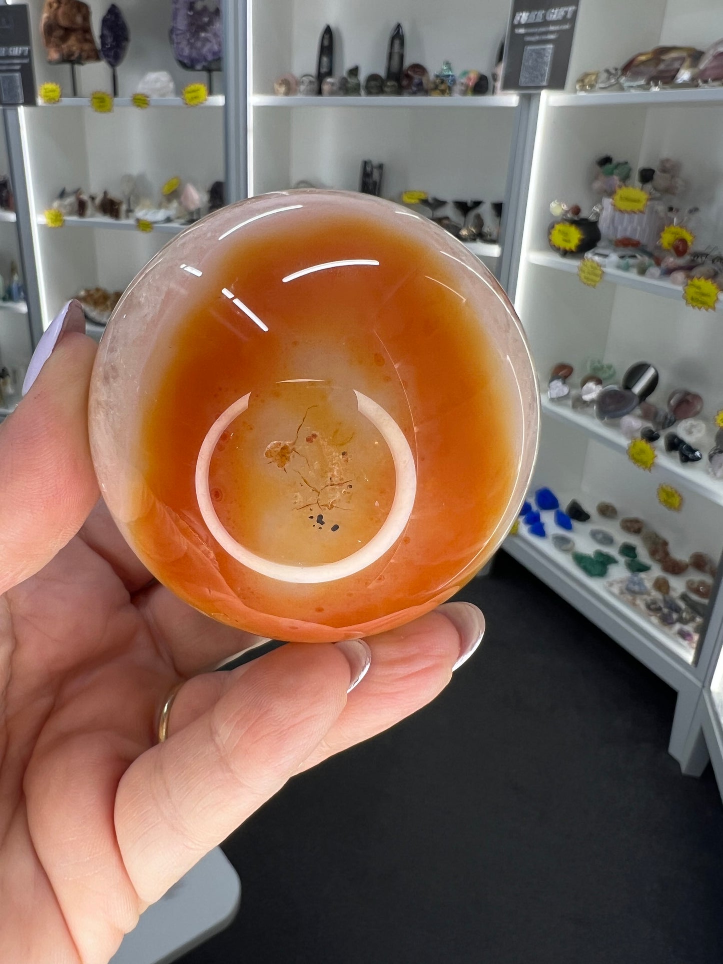 Druzy Carnelian Sphere with Stand