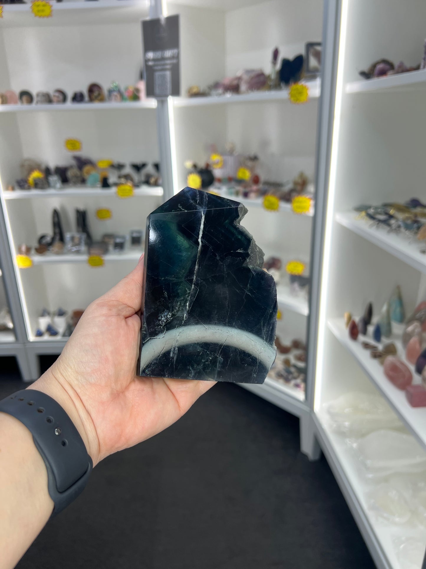 Black Fluorite Tower/Slab (UV Reactive)
