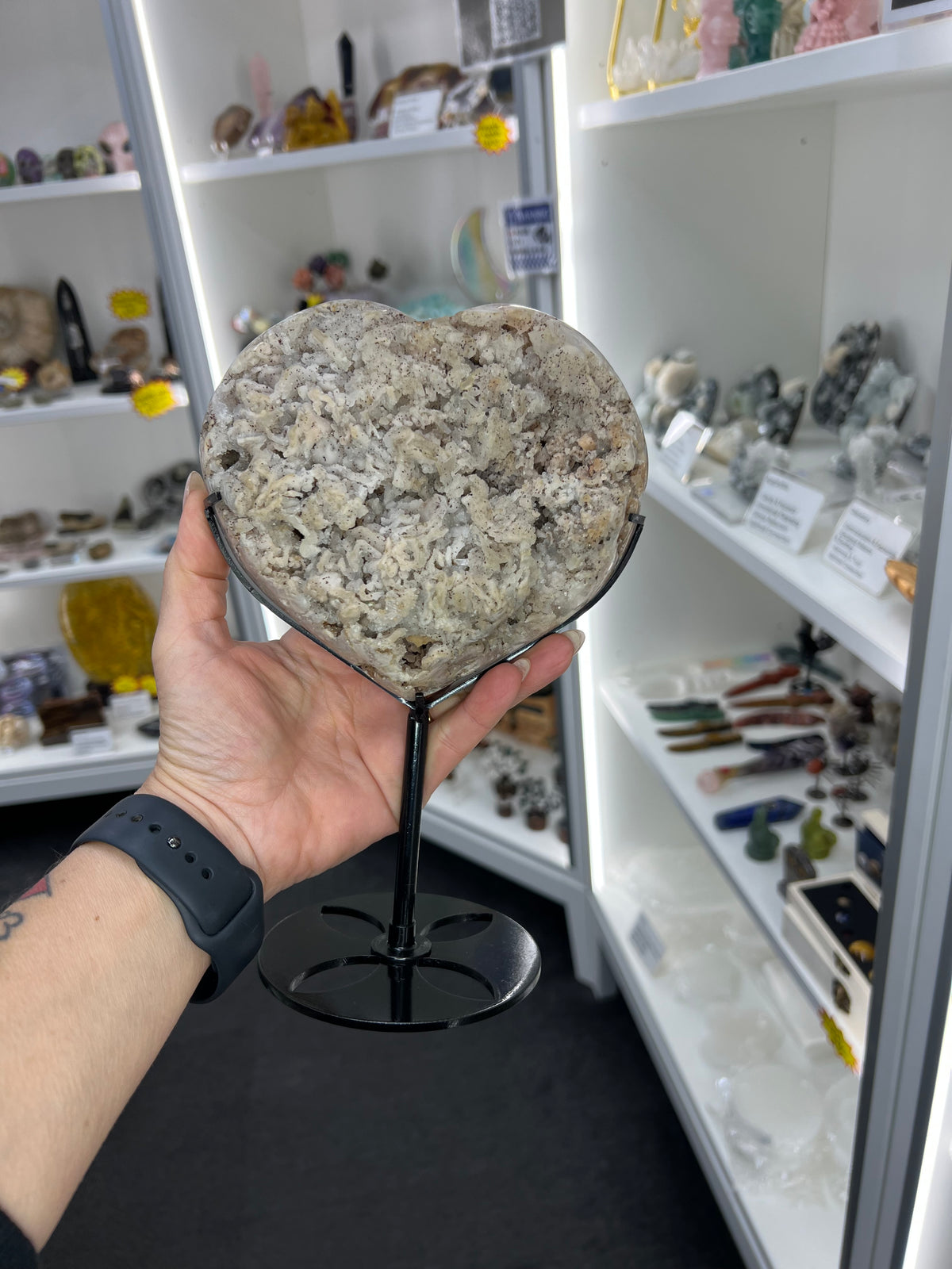 Pink Amethyst Heart on Stand