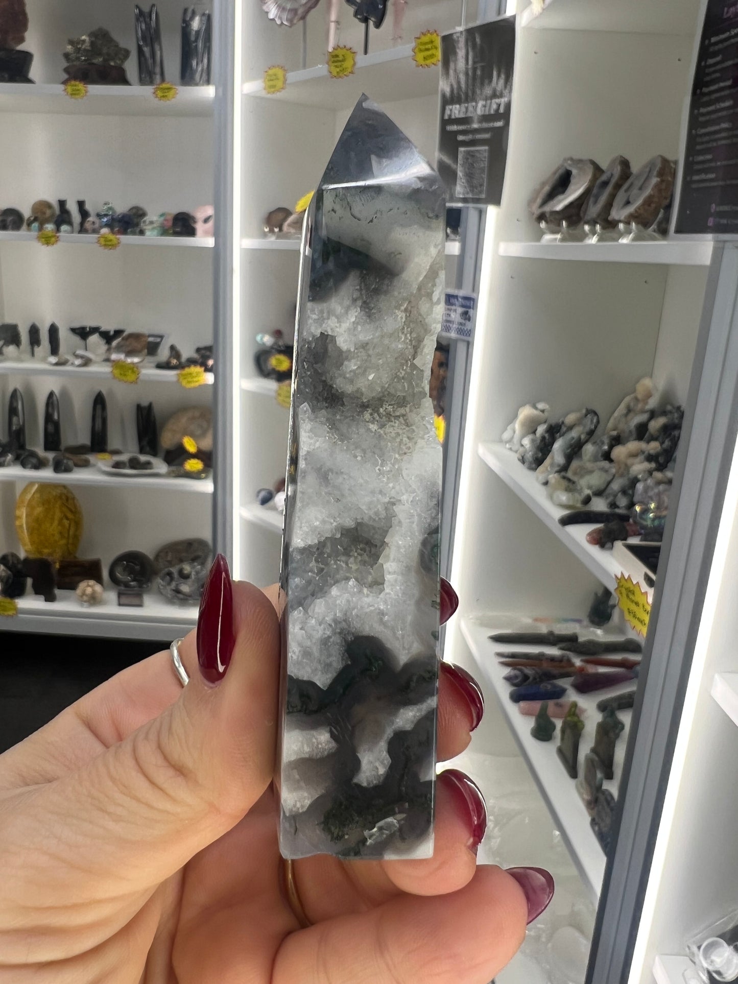 Moss Agate Druzy Tower