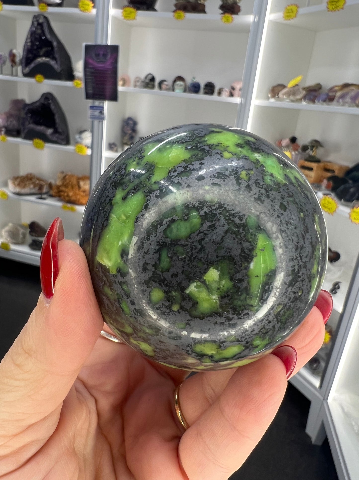 Shungite x Green Opal Sphere on Stand