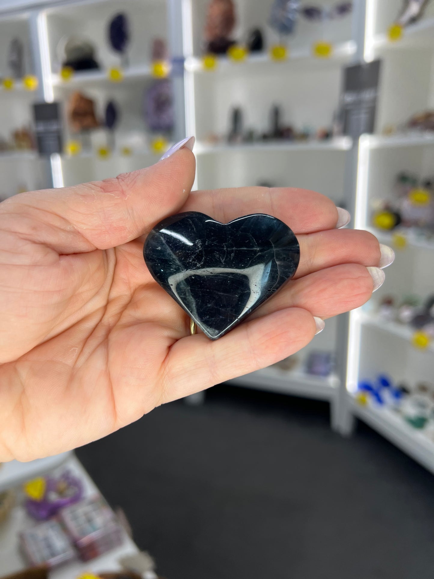 Black Fluorite Heart (UV Reactive)