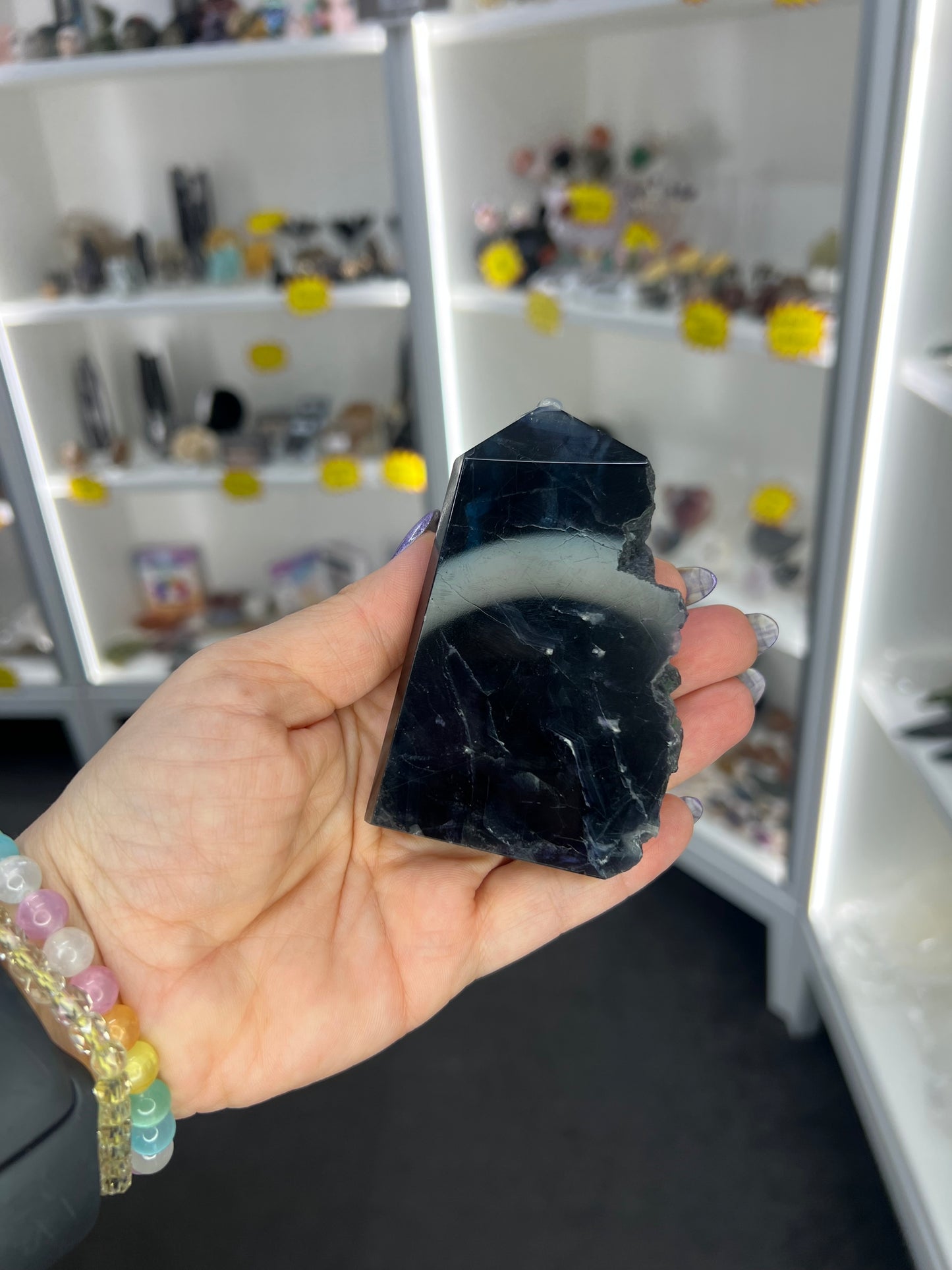 Black Fluorite Tower (UV Reactive)