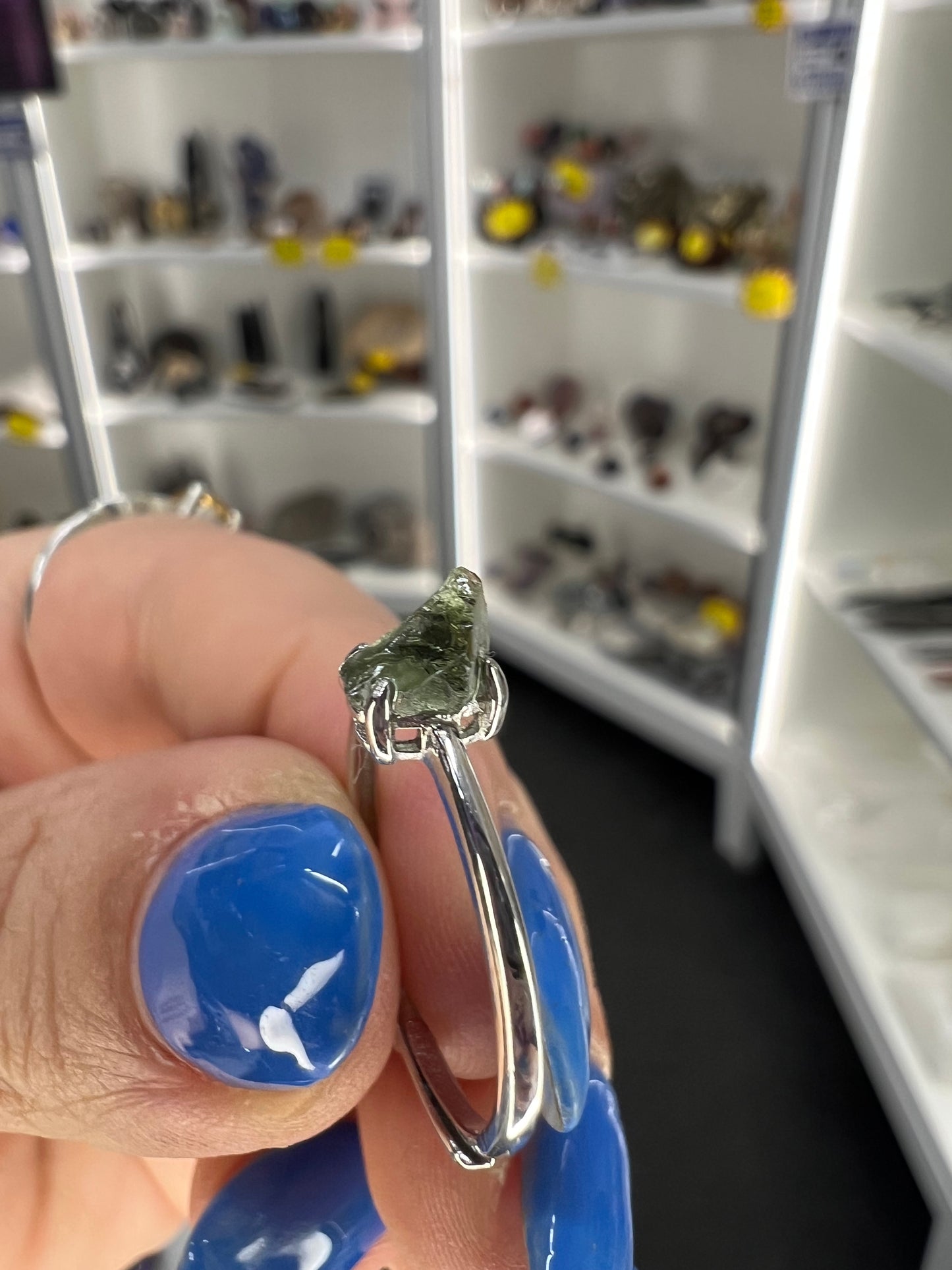 Moldavite Chip Adjustable Ring