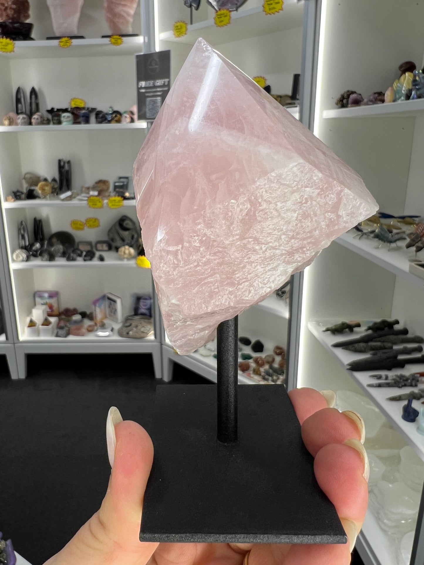 Rose Quartz Point on Stand