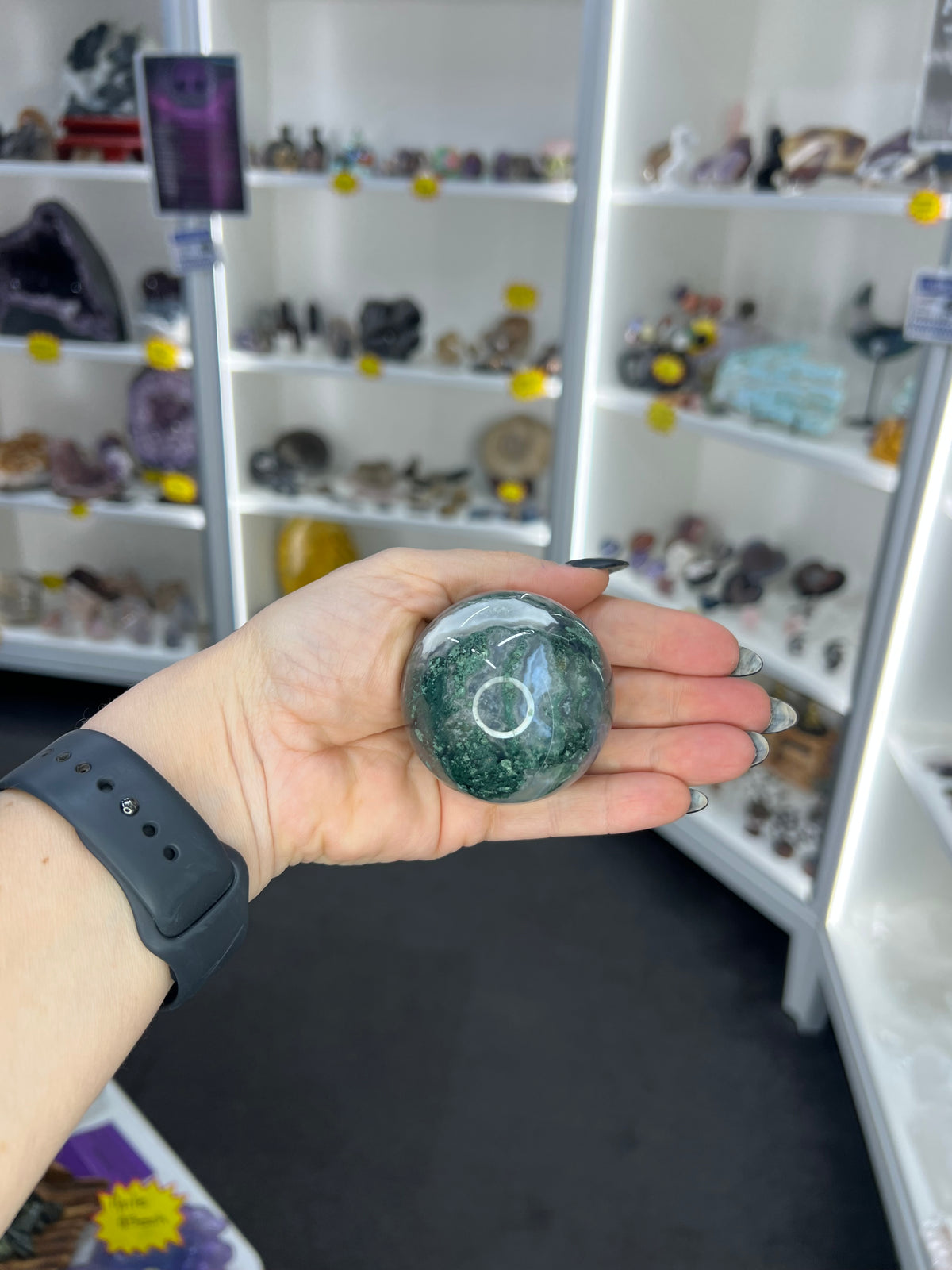 Moss Agate Sphere with Stand