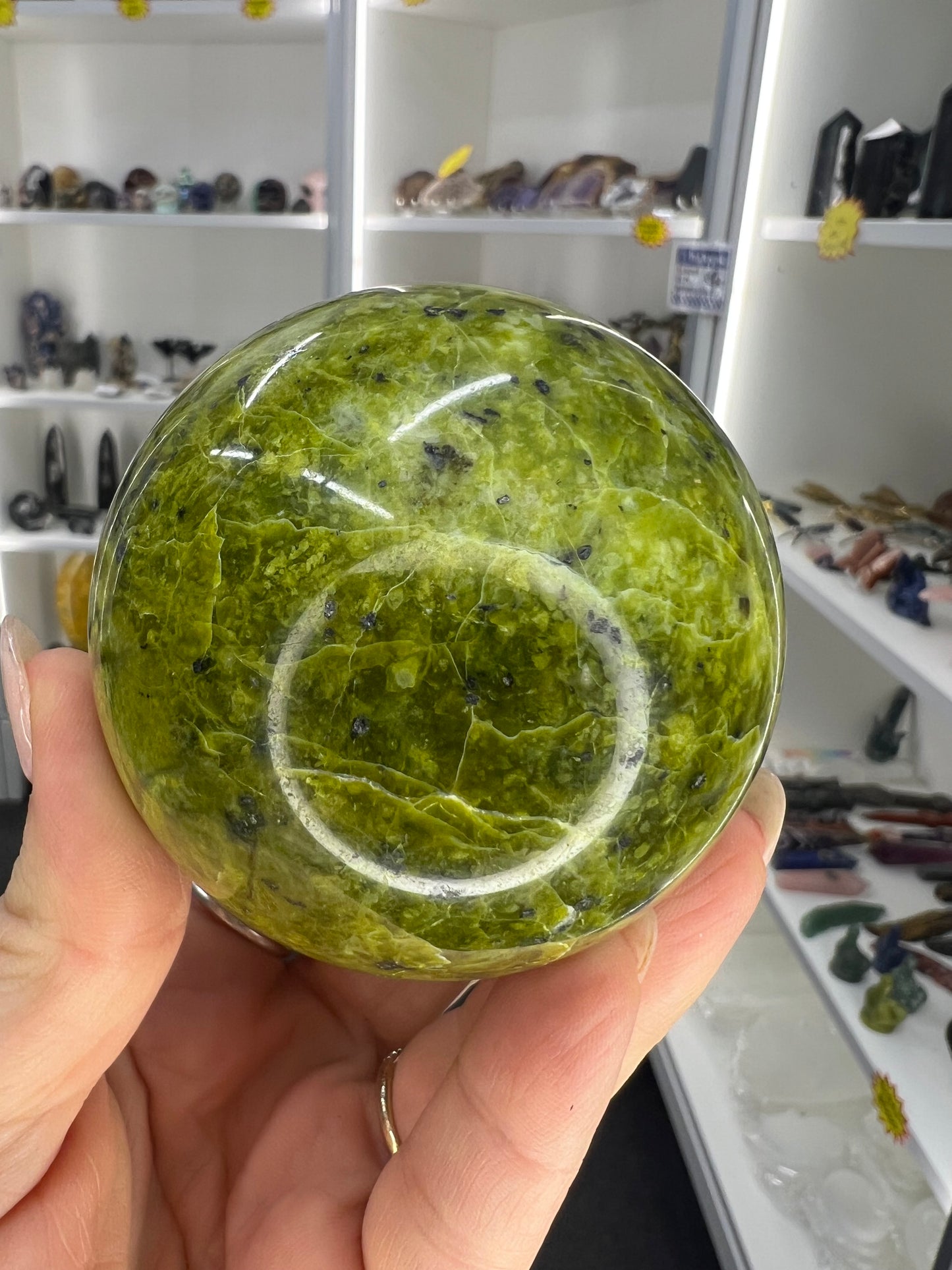 Green Opal Sphere on Stand