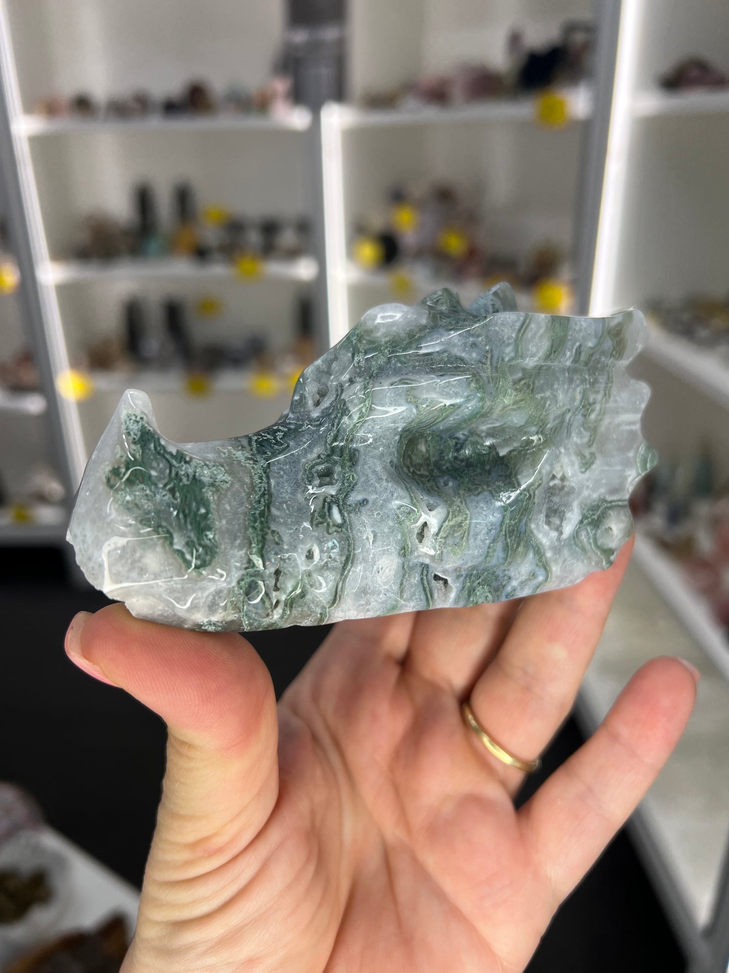 Moss Agate Dragon Head