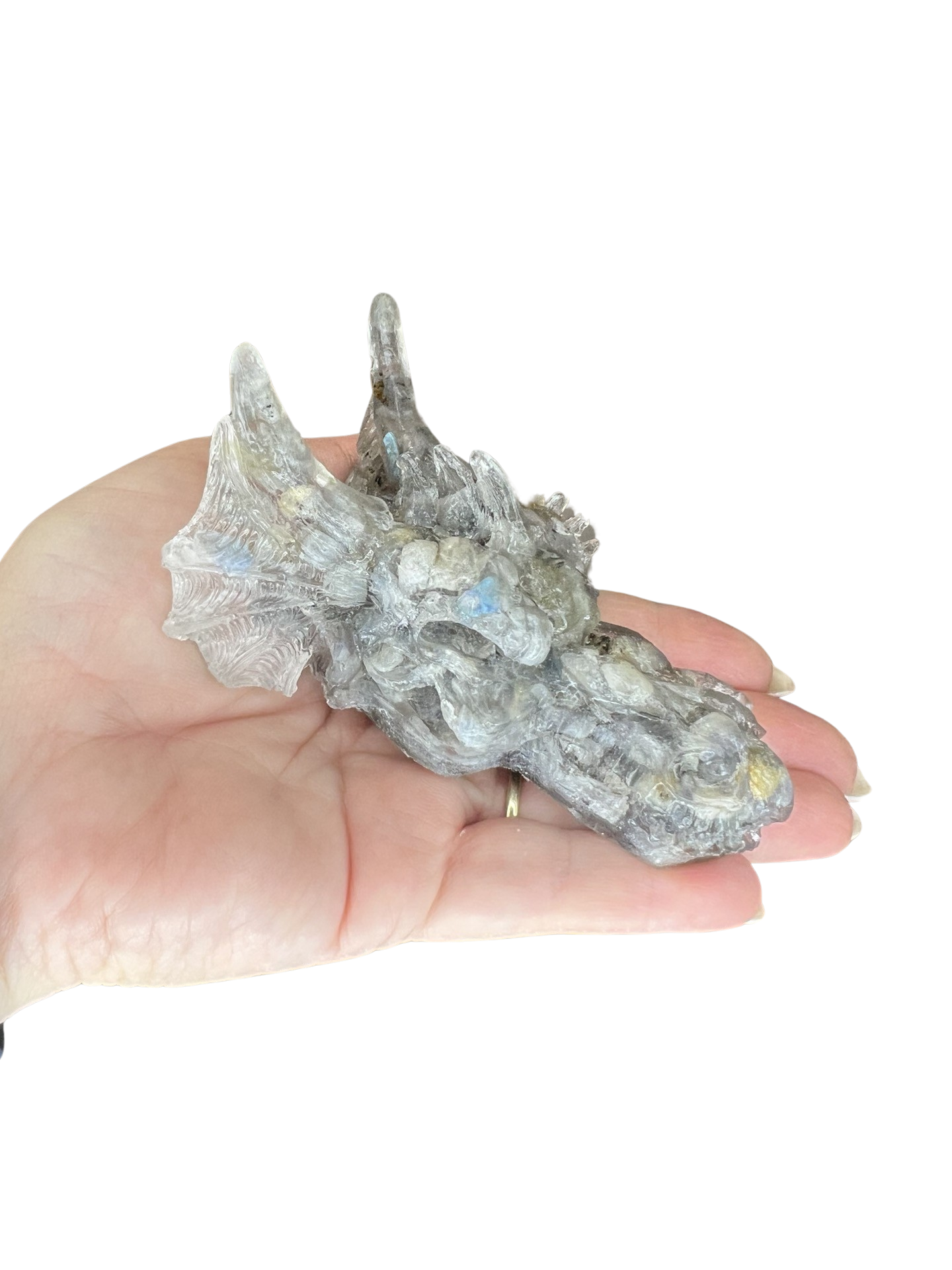 Labradorite in Resin Dragon Head