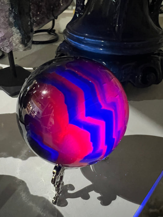 Black Fluorite Sphere with Stand