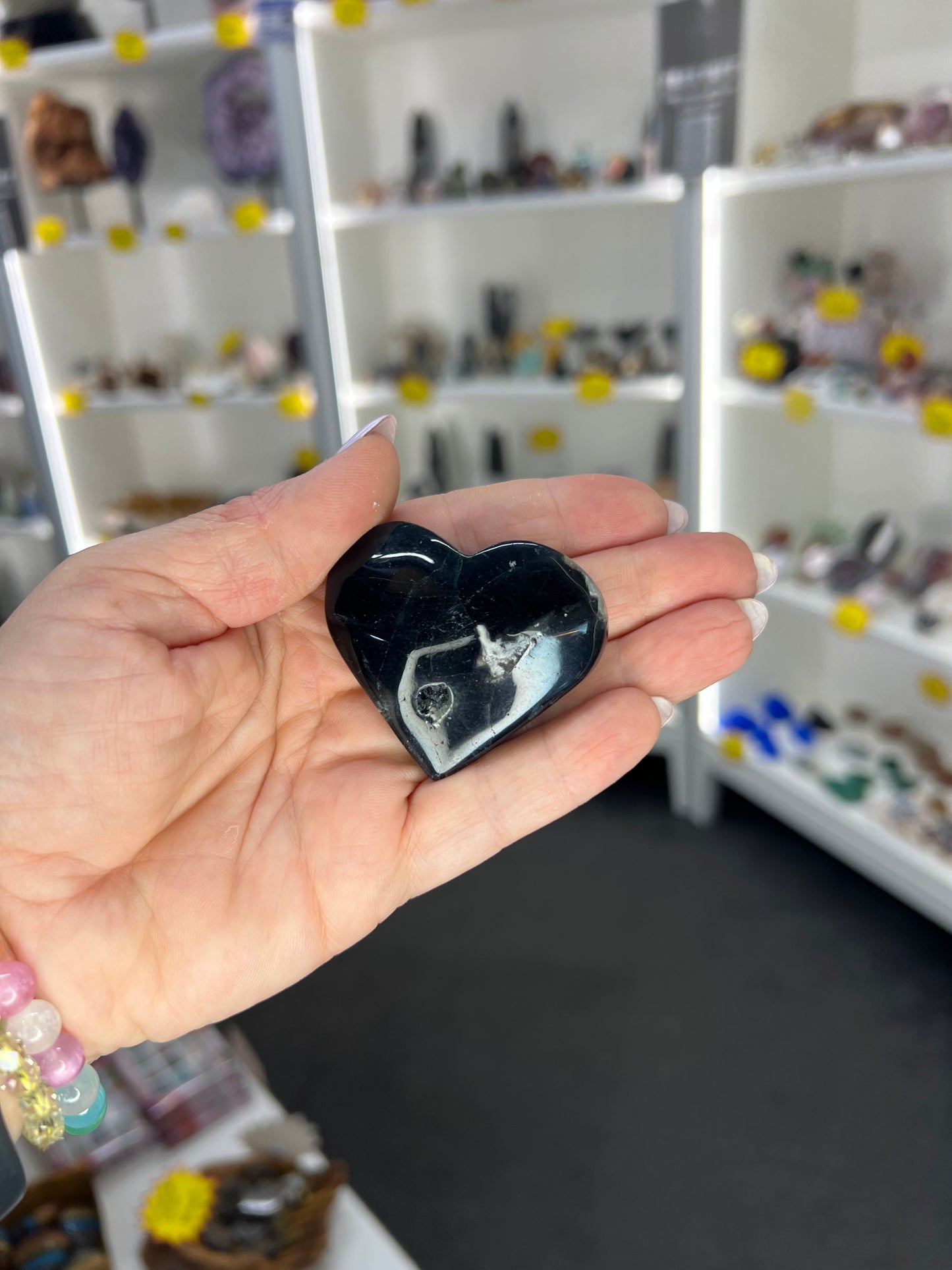 Black Fluorite Heart (UV Reactive)