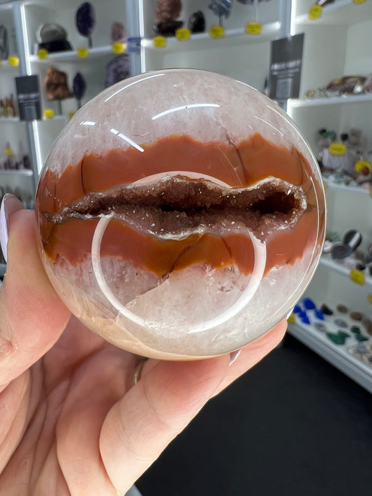 Druzy Carnelian Sphere with Stand