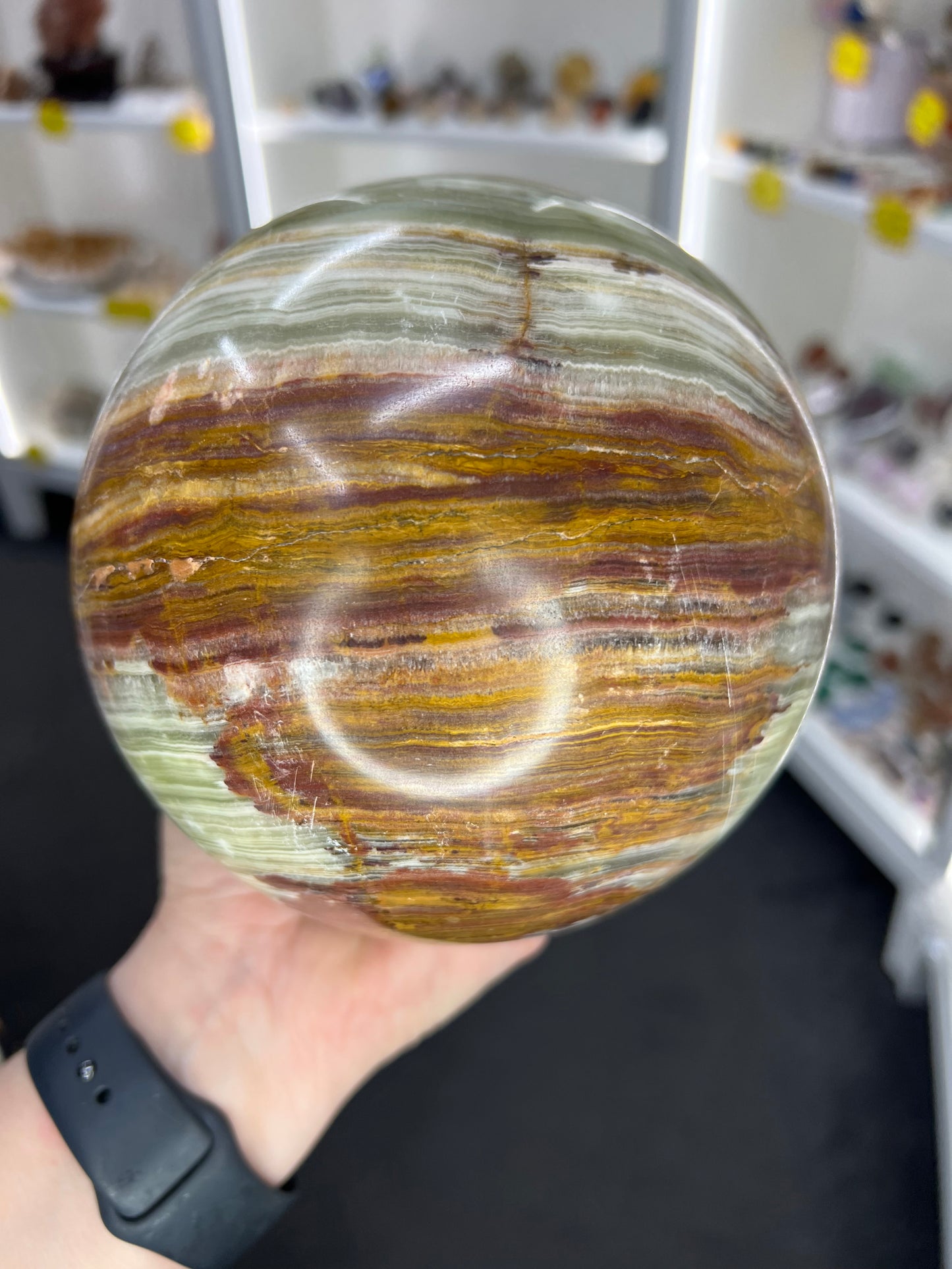 Green Onyx Sphere with Stand