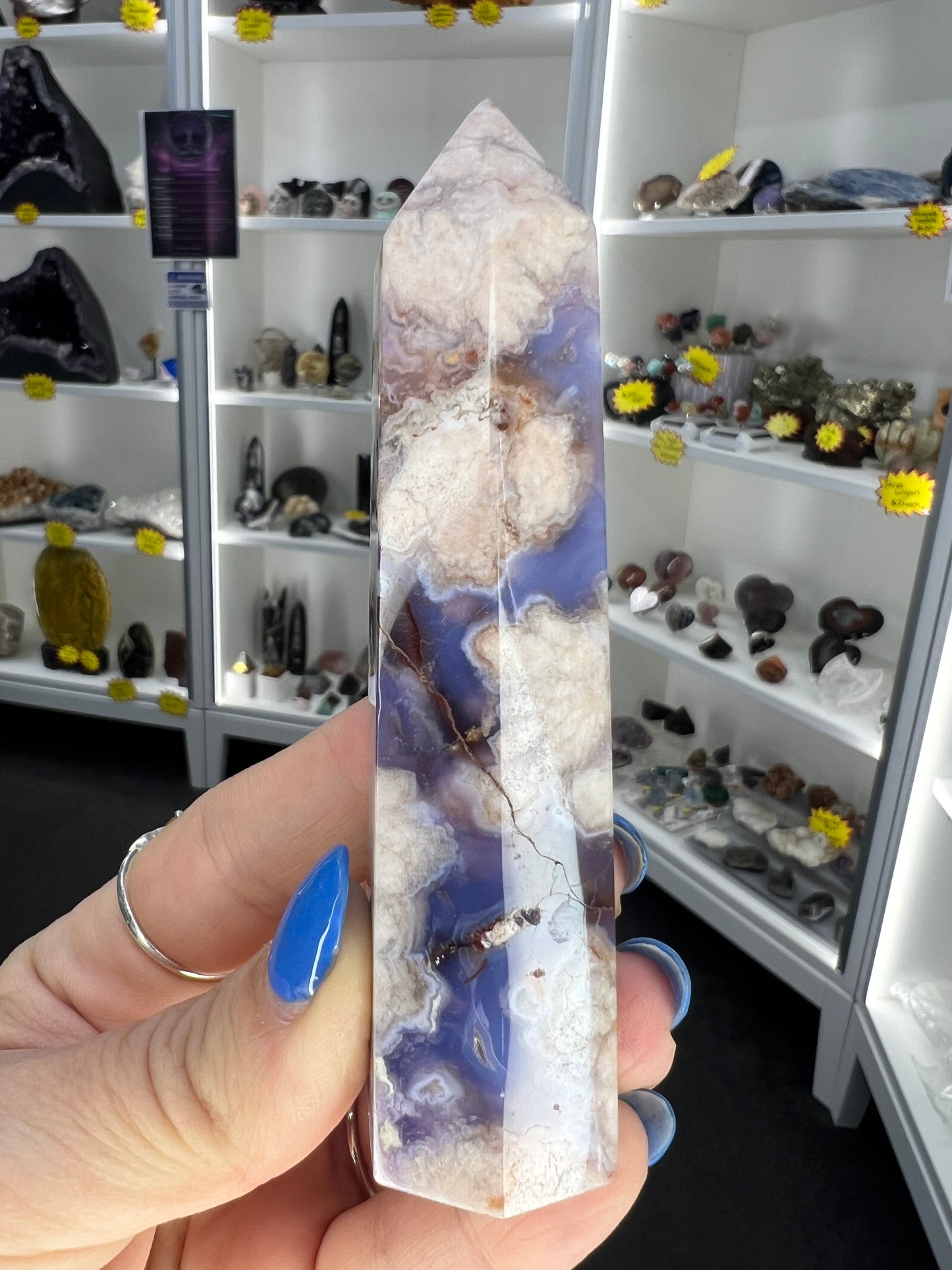 Blue Flower Agate Tower