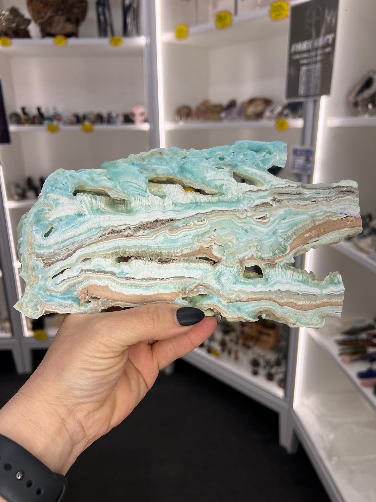 Hemimorphite Slab with Stand