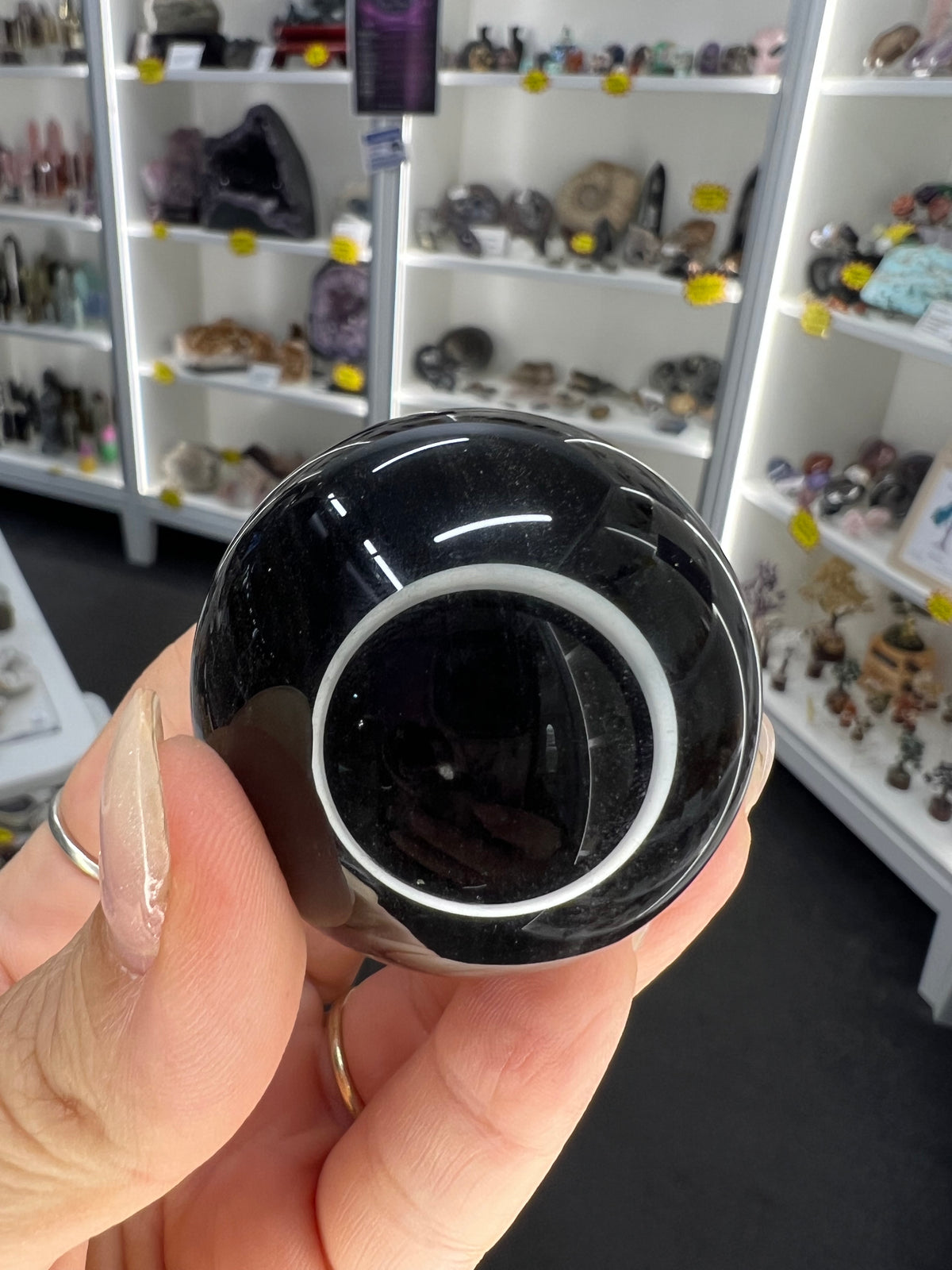 Silver Sheen Obsidian Sphere on Stand