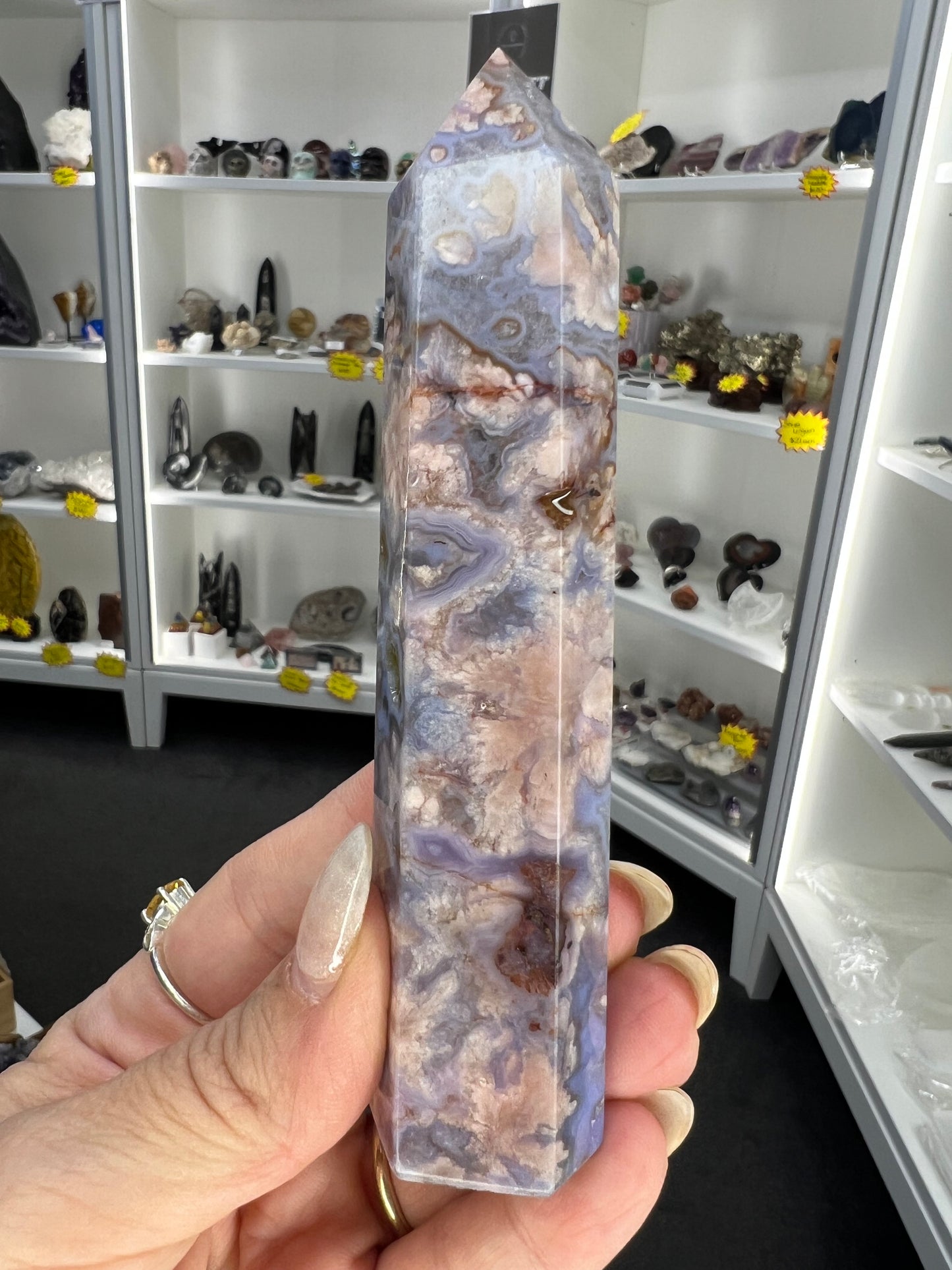 Blue Flower Agate Tower