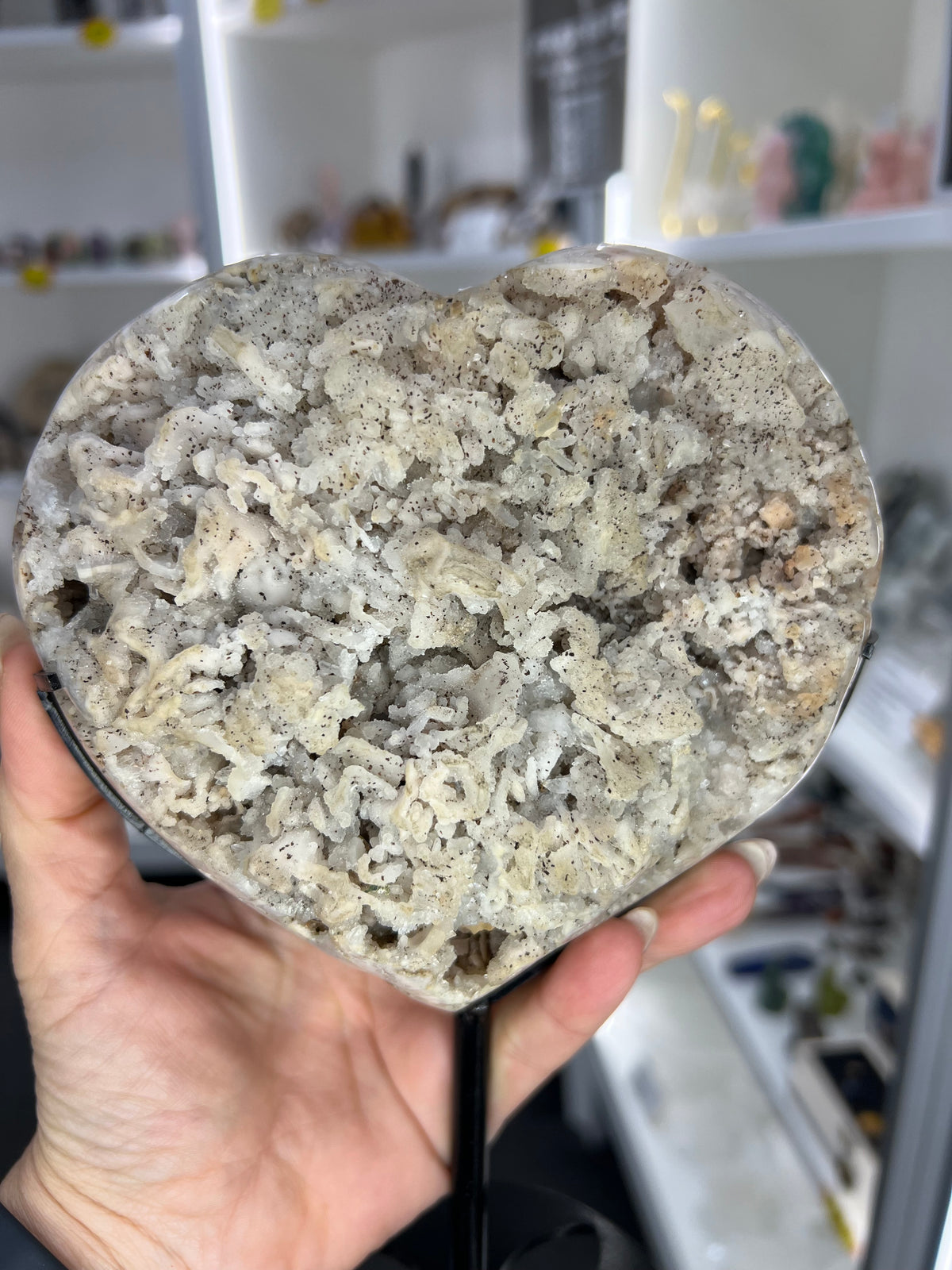Pink Amethyst Heart on Stand