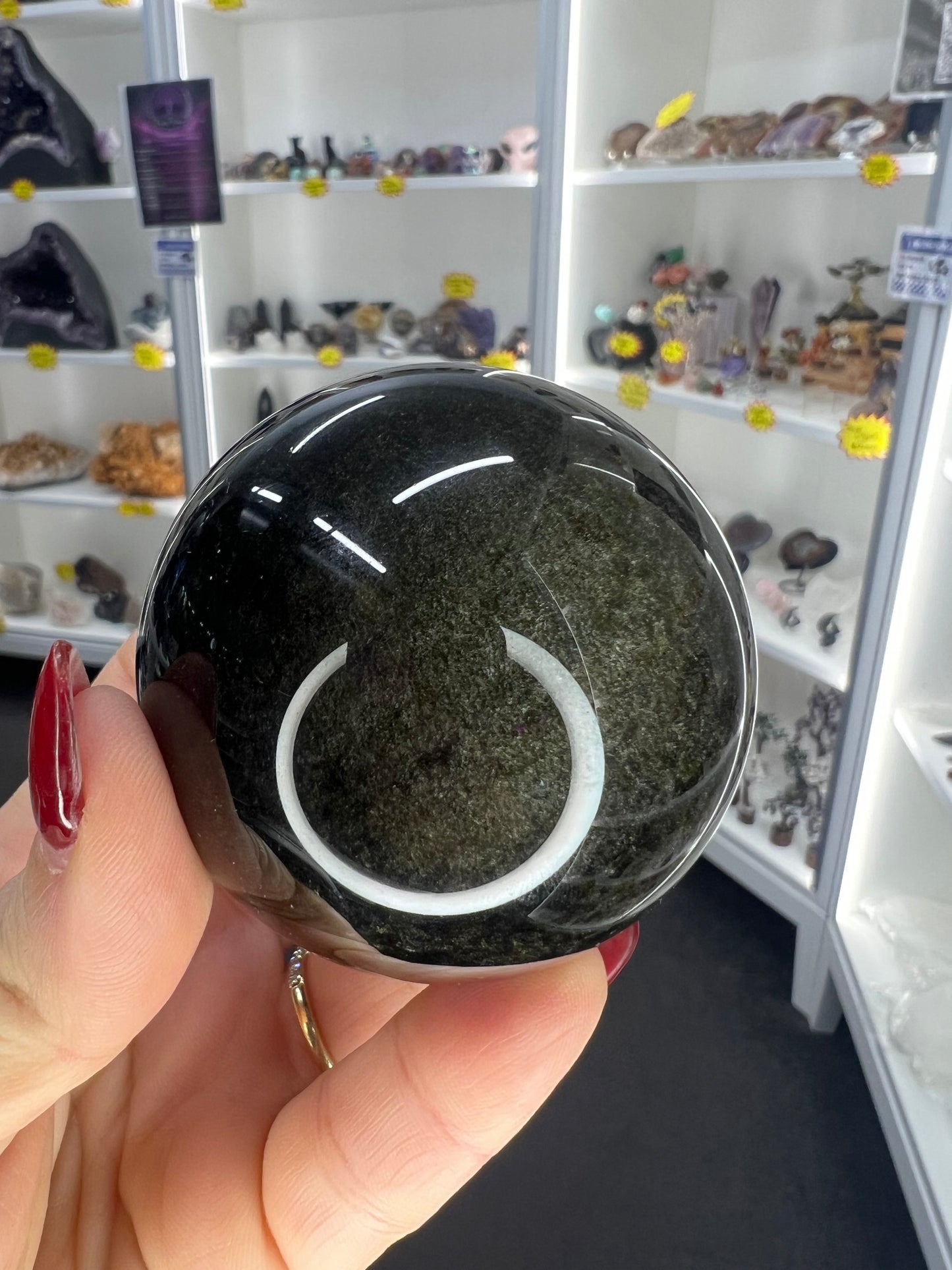 Golden Sheen Obsidian Sphere with Stand