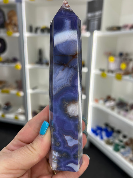 Blue Flower Agate Tower