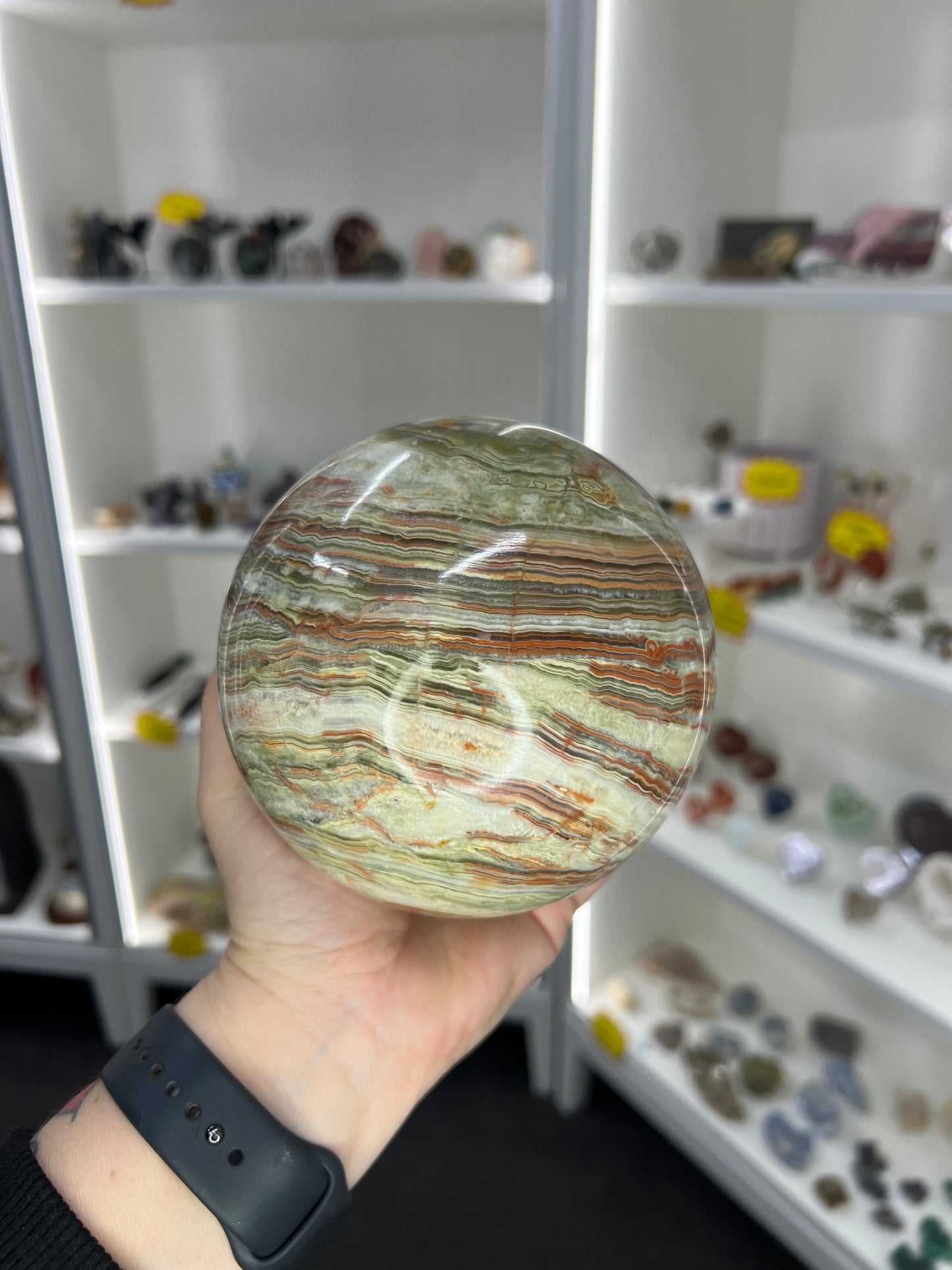 Green Onyx Sphere with Stand