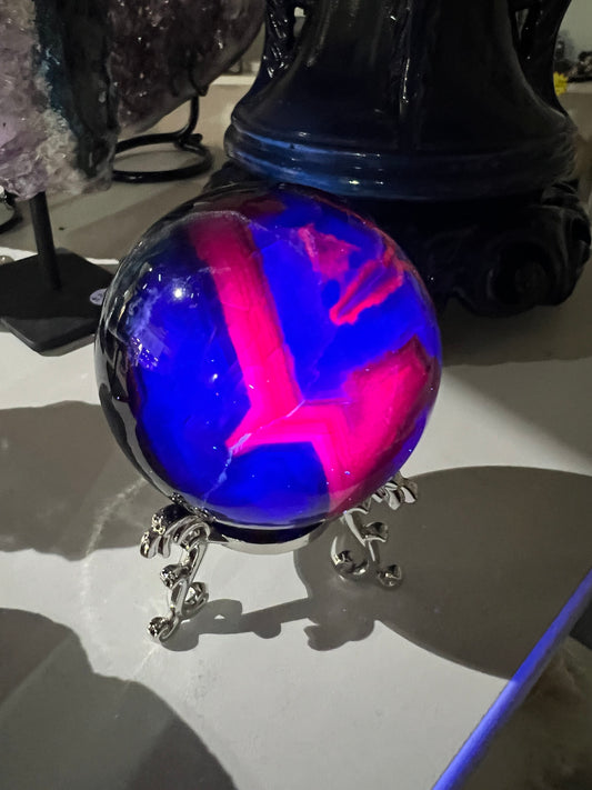 Black Fluorite Sphere with Stand