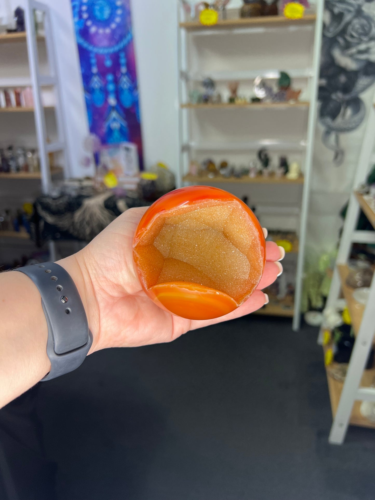 Geode Carnelian Sphere with Stand