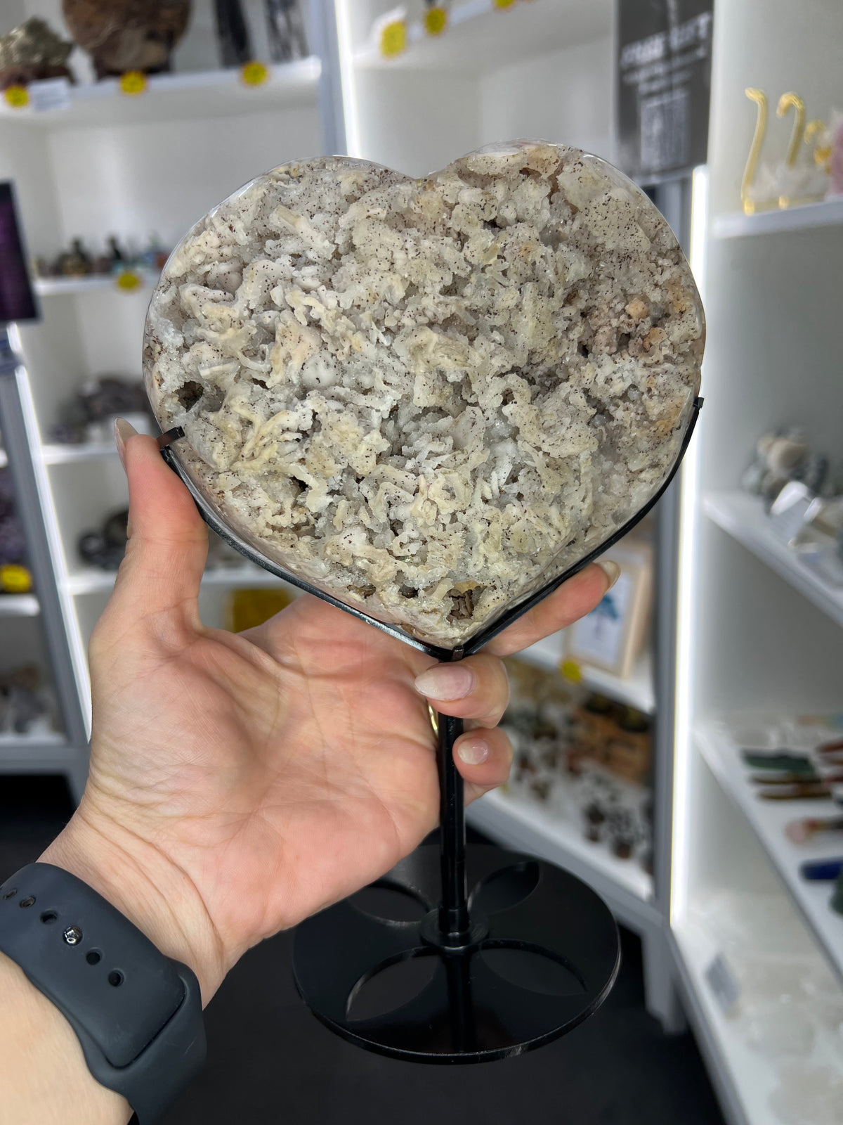 Pink Amethyst Heart on Stand