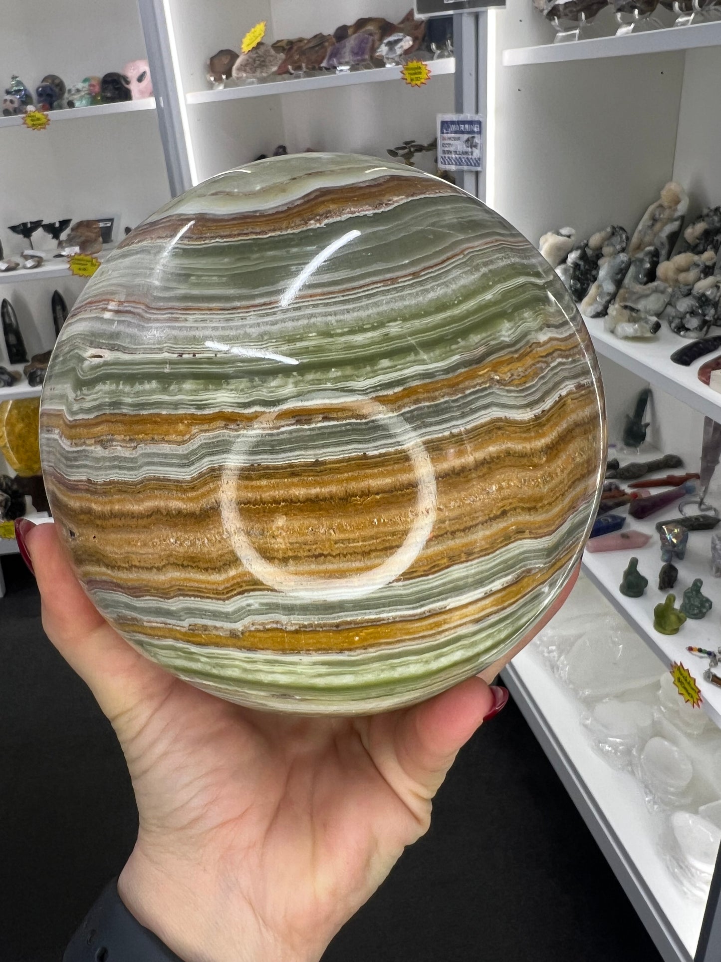 Huge Green Onyx Sphere with Stand