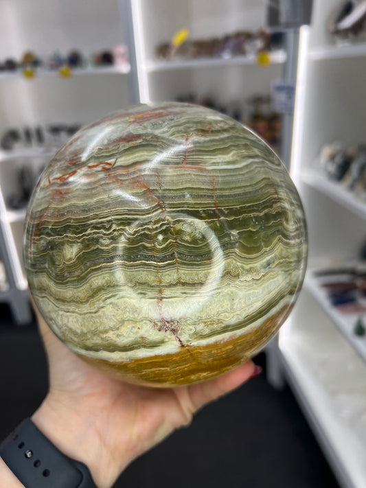 Huge Green Onyx Sphere with Stand