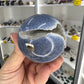 Blue Coral Jade Sphere on Stand