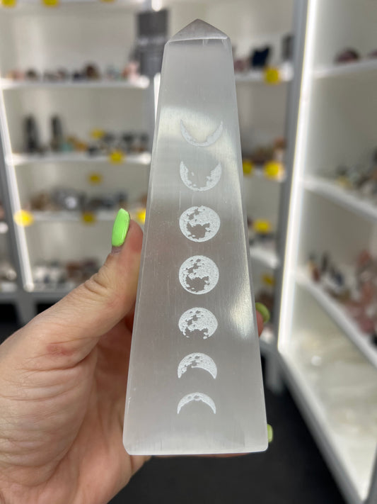 Selenite Moon Phase Tower
