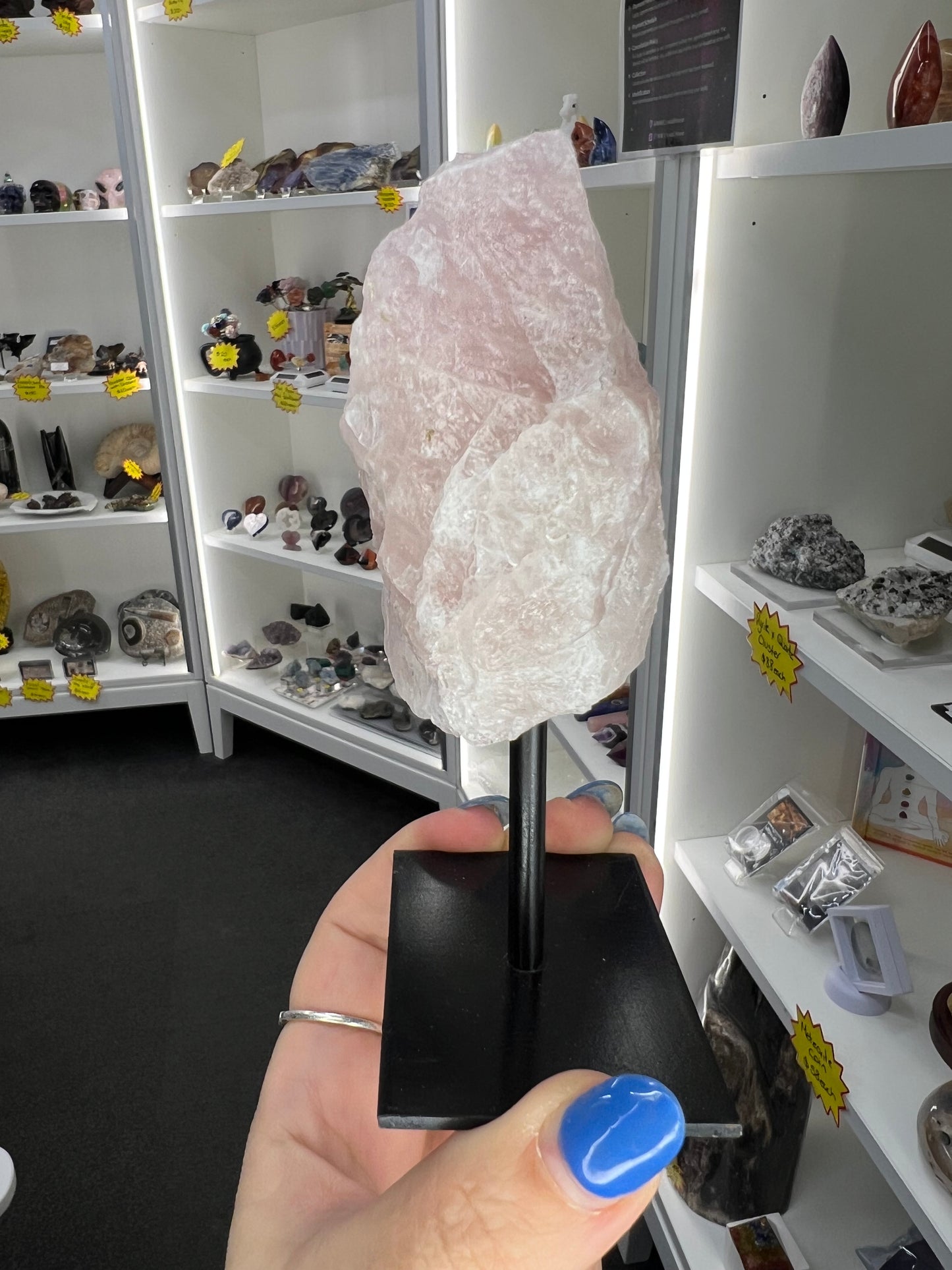 Rose Quartz Raw Specimen on Stand