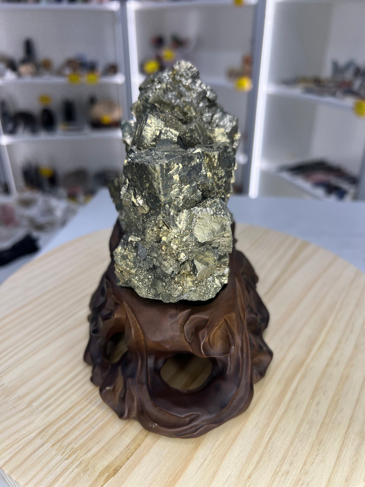 Pyrite Specimen on Custom Stand