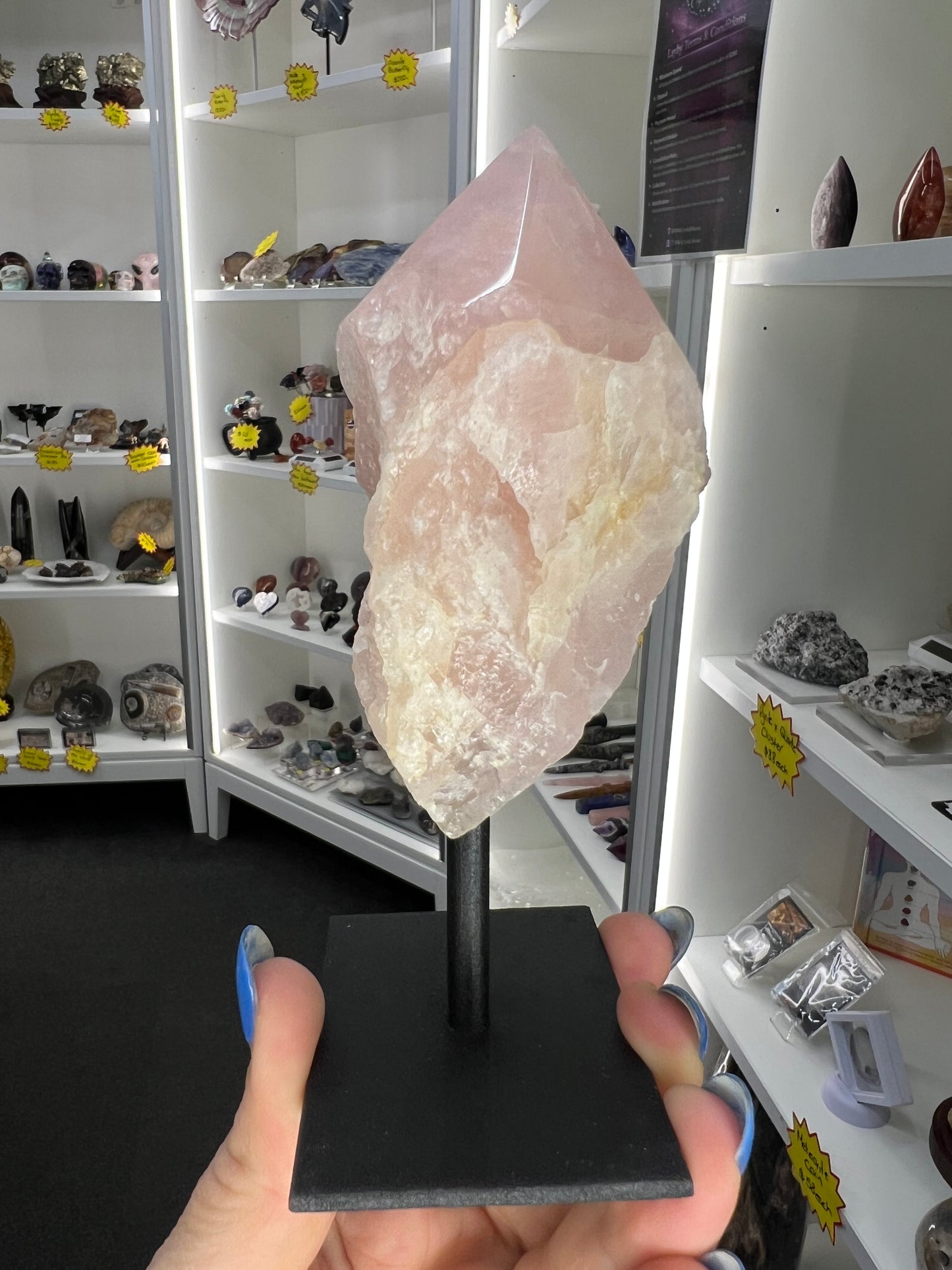 Rose Quartz Point on Stand