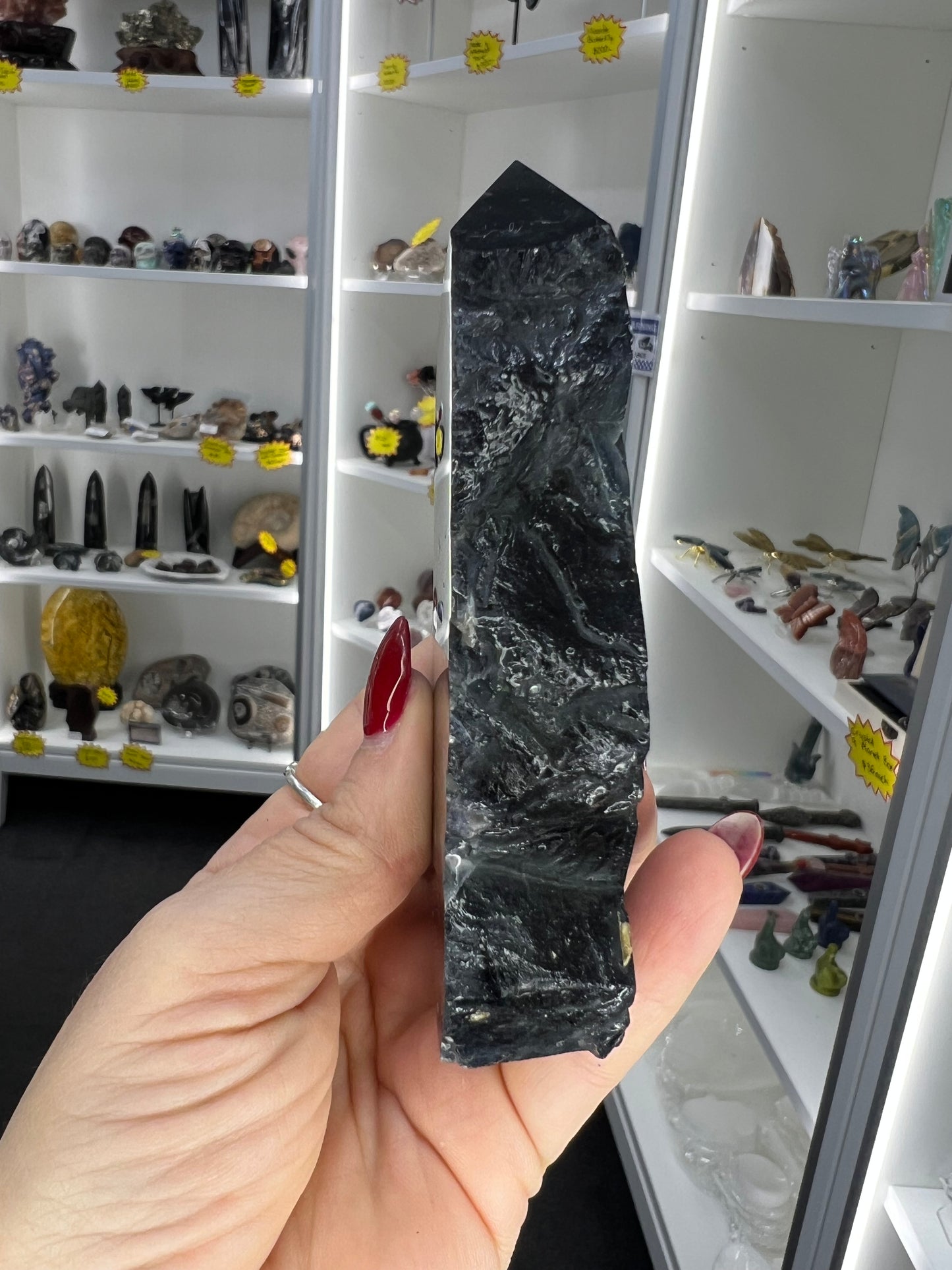 Black Fluorite Slab / Tower (UV Reactive)