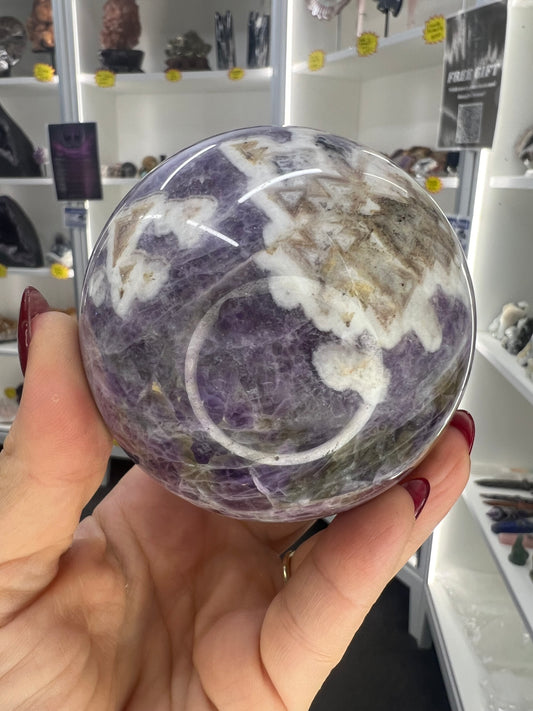 Chevron / Dream Amethyst Sphere with Stand