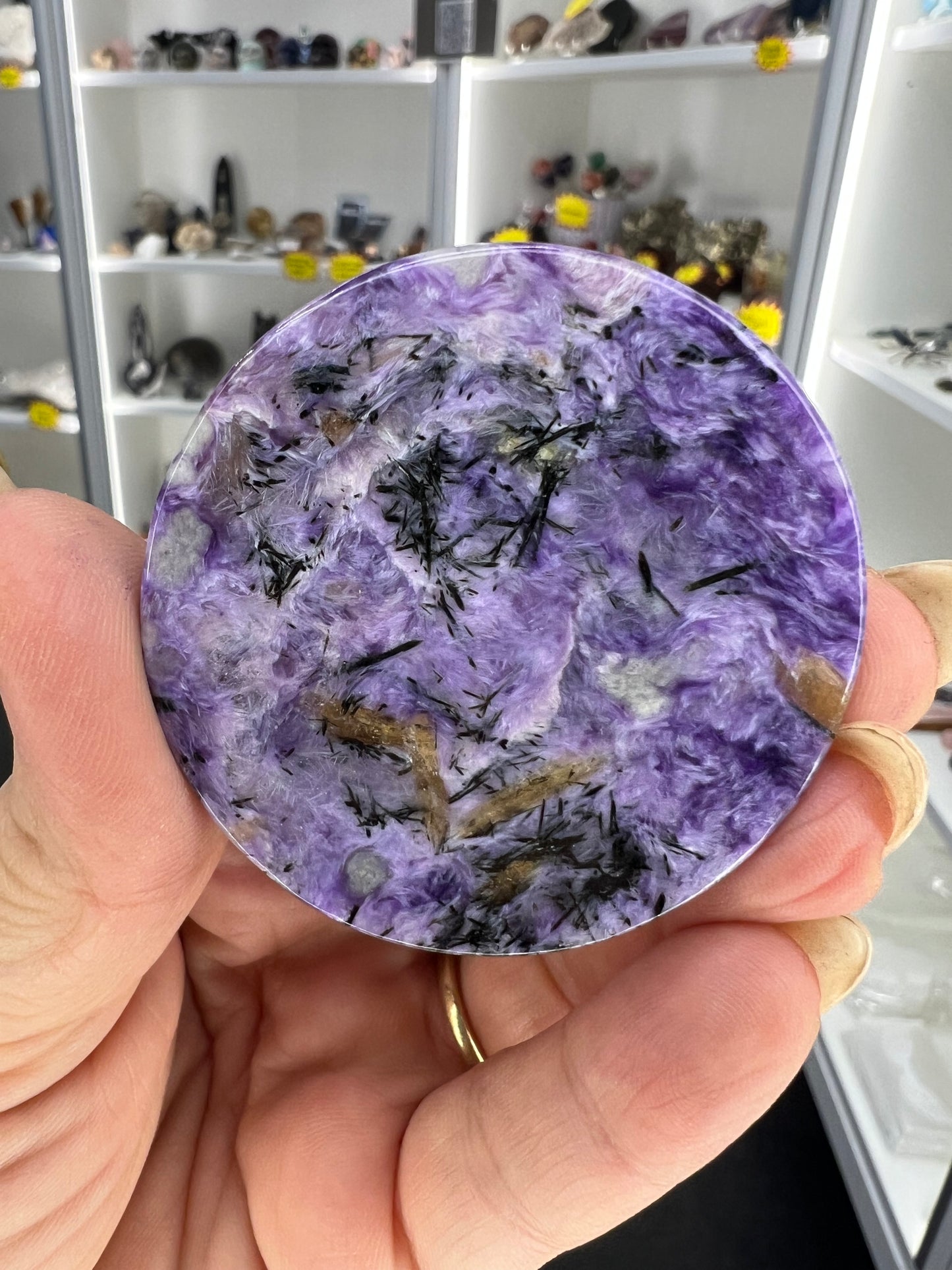Charoite Disk on Stand