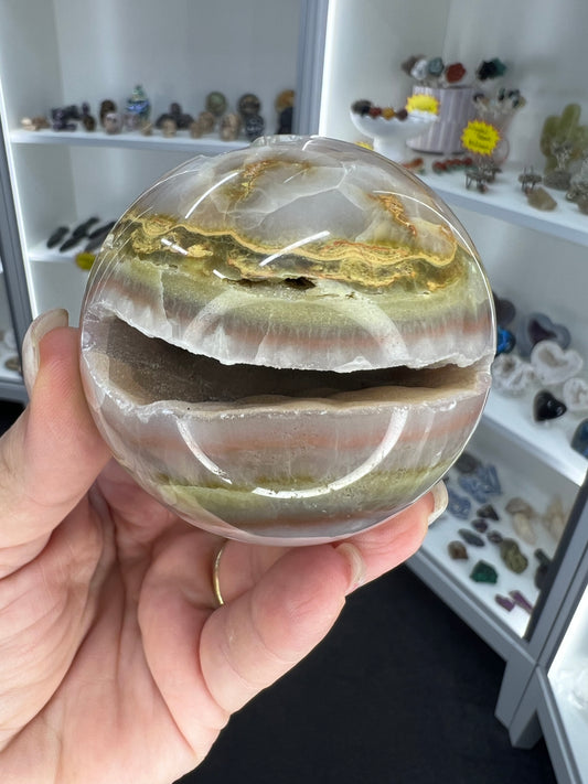 Geode Agate Sphere with Stand